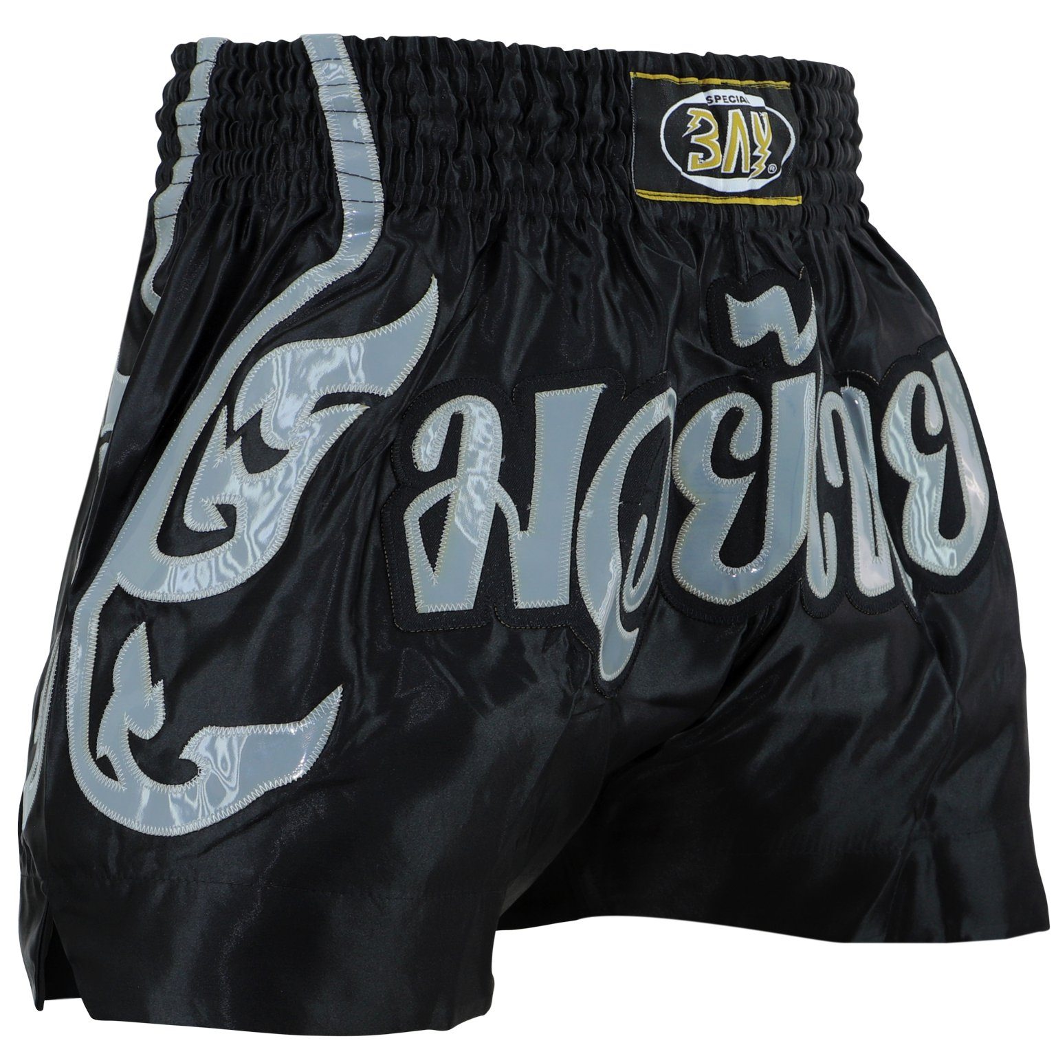 Sporthose Thaiboxhose Thaiboxen Hose Shorts Muay Thai Kick Laser schwarz/grau