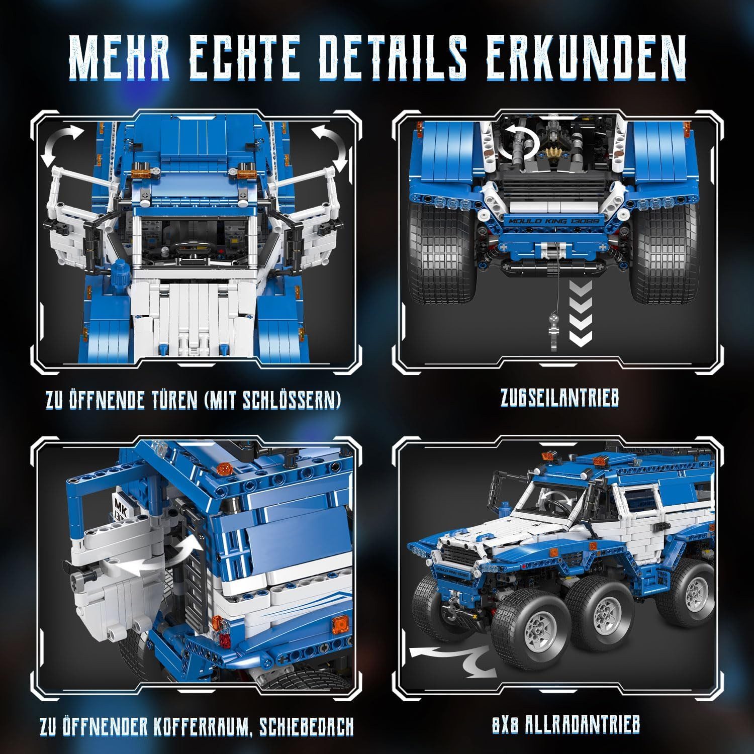 Mould King 13089 Ferngesteuerter Geländewagen SUV Moc Klemmbausteine 3062 Teile Konstruktionsspielsteine, (Set, 3062 St)