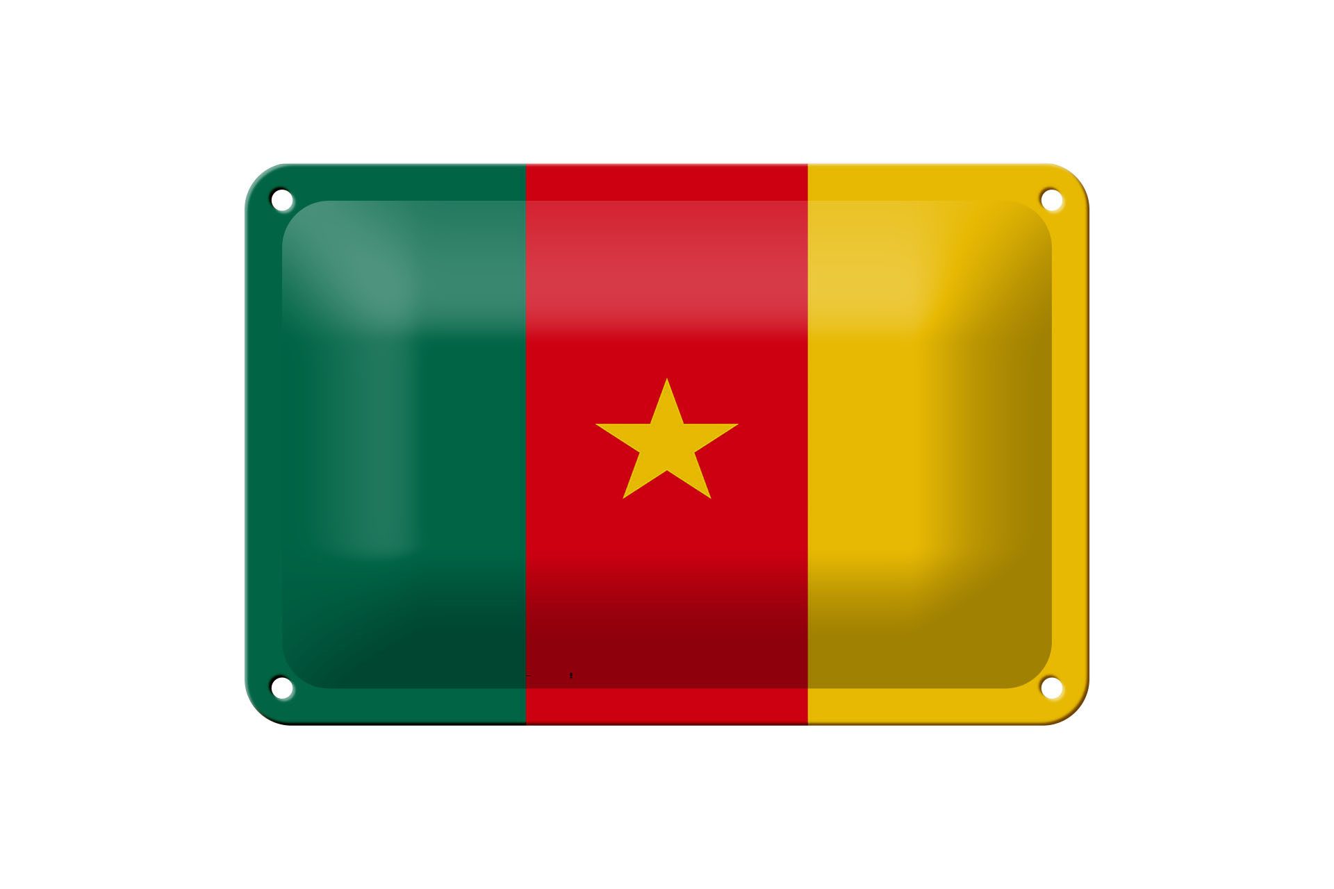 Femer GmbH Metallschild Flagge Kameruns 18x12cm Flag of Cameroon, (1 St), gewölbte Oberfläche, abgerundete Ecken, umgeschlagene Kanten