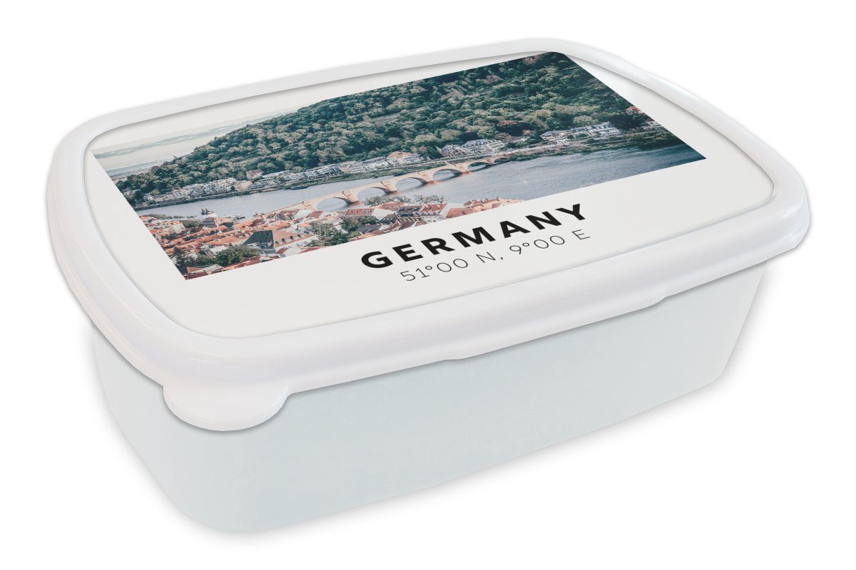 Brotdose, MuchoWow und für Brotbox Heidelberg Wasser, und (2-tlg), Jungs Mädchen Deutschland Kinder - Kunststoff, Lunchbox für weiß Erwachsene, -