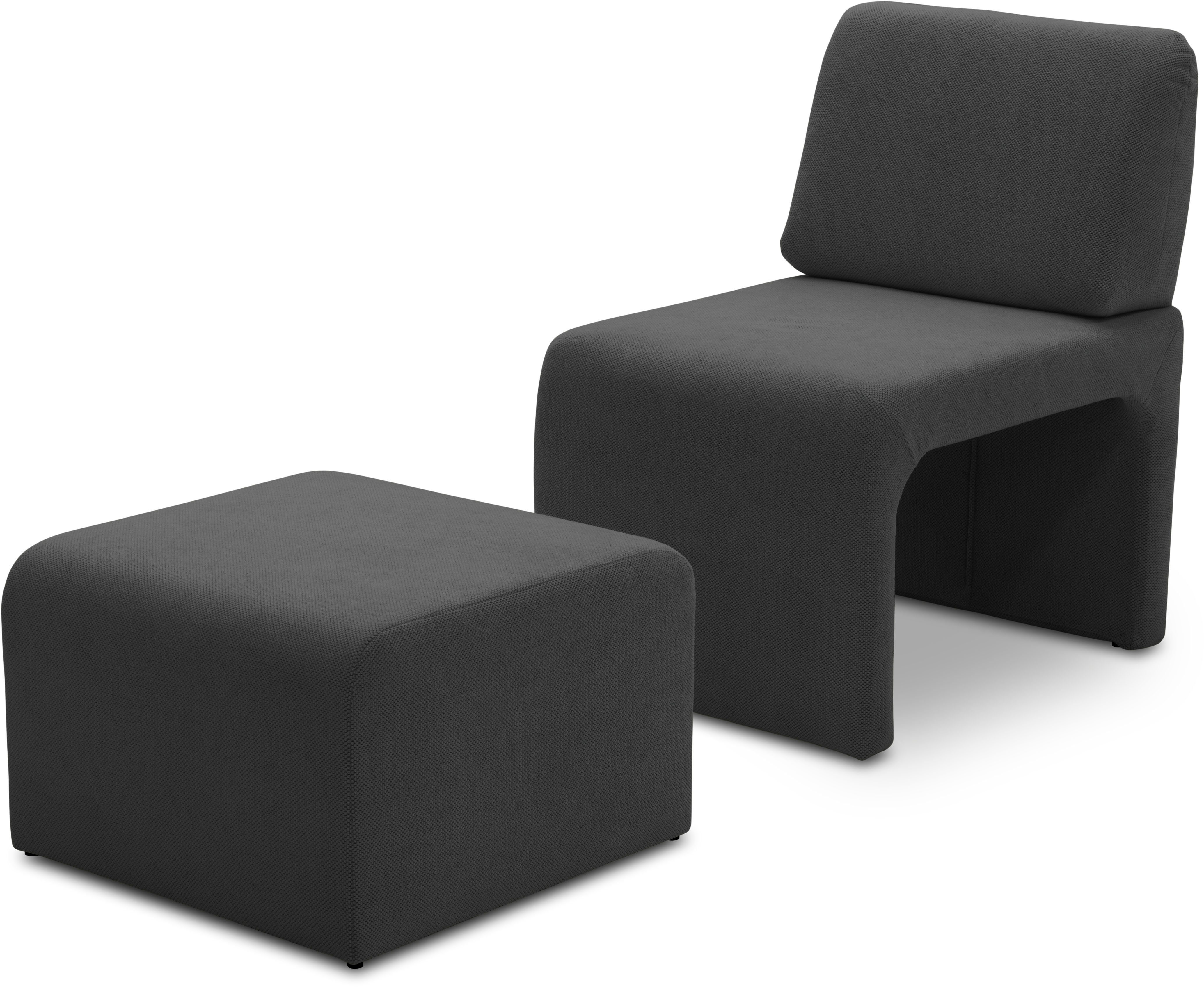 DOMO collection Sessel 700017, Hocker unter dem Sessel verstaubar