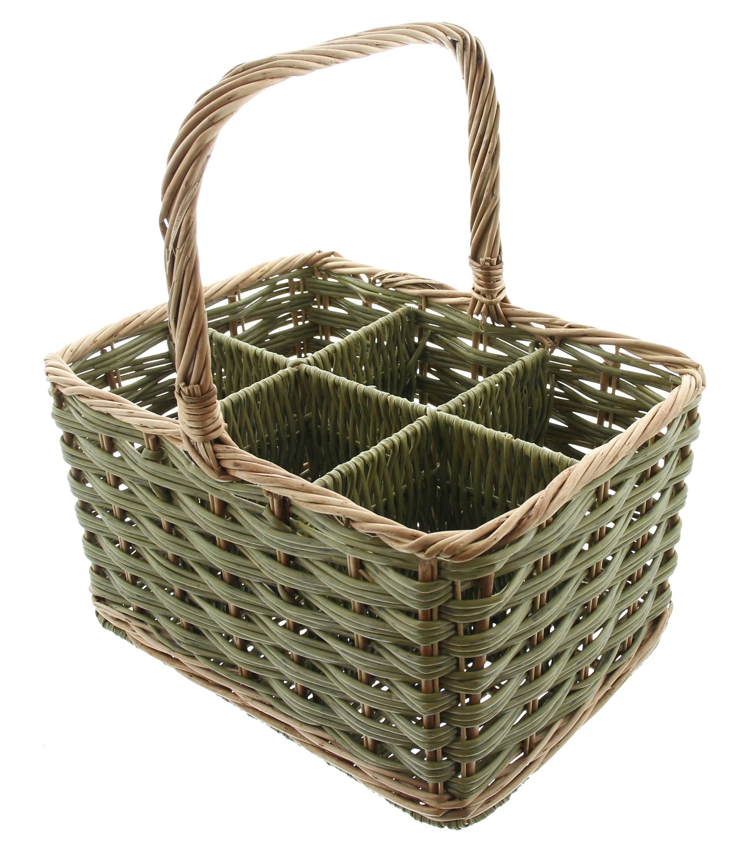 Frank Flechtwaren Allzweckkorb Flaschenkorb Olivgrün Weide & Polyrattan 6 Flaschen