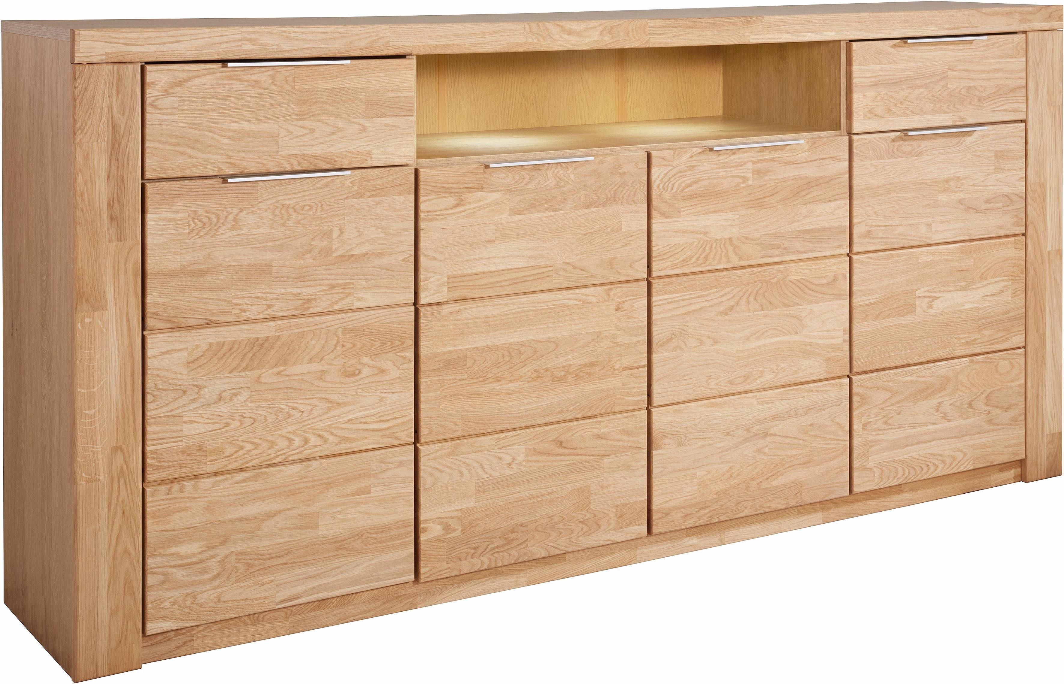 OTTO home Sideboard Zara 2 Schubkästen, 7 Fächer, B/T/H: 200cm/40cm/95cm, Metallgriffe, Eiche – Bild 4 von 5