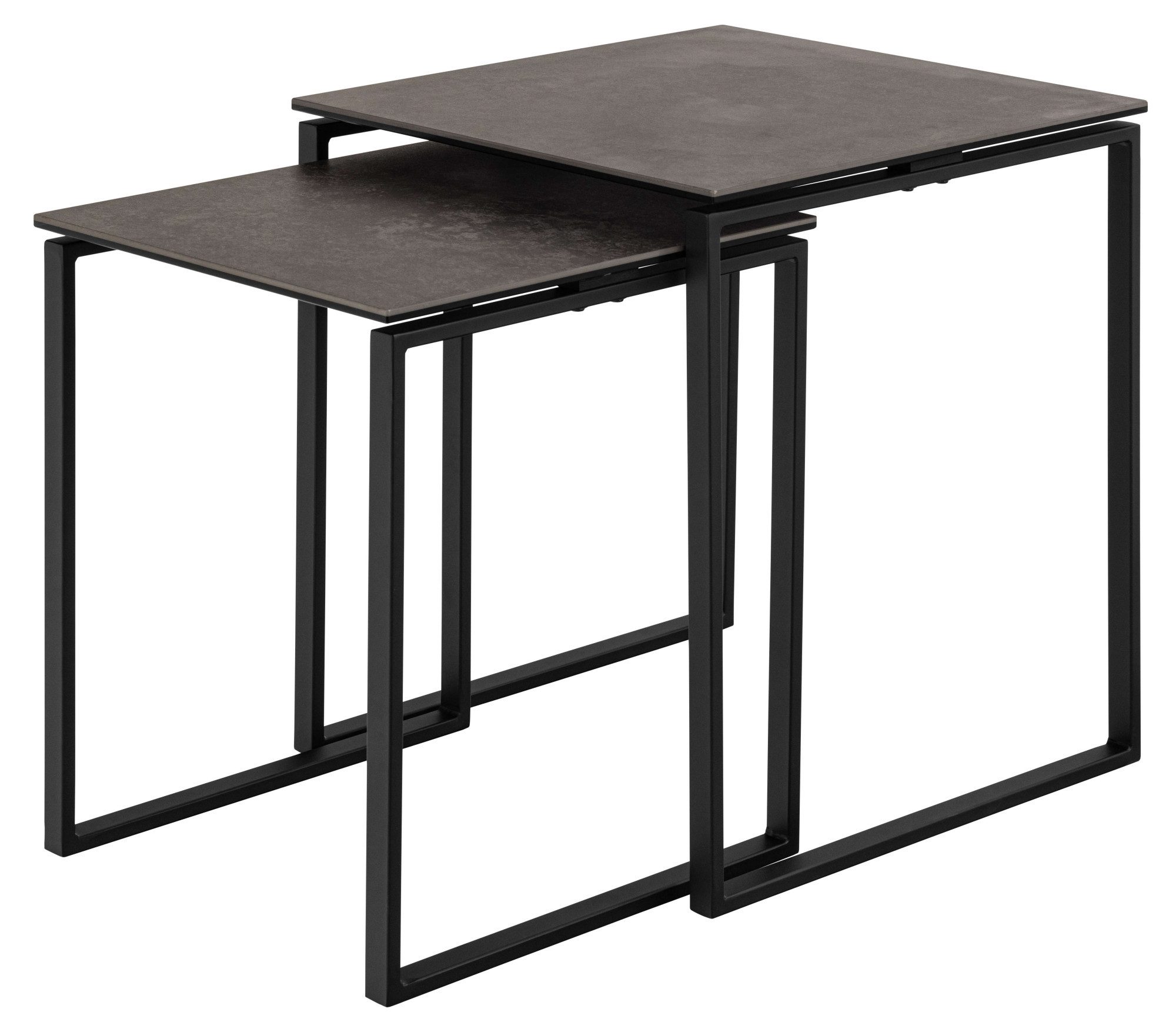 ACTONA GROUP Couchtisch Katrine, 2er-Set, Kaffetisch, Keramik-Tischplatte, modern, Scandi (Set, 2-St., Set aus 2 Couchtischen), Quadratisch, robustes schwarzes Stahlgestell, B: 50 x T: 50 cm