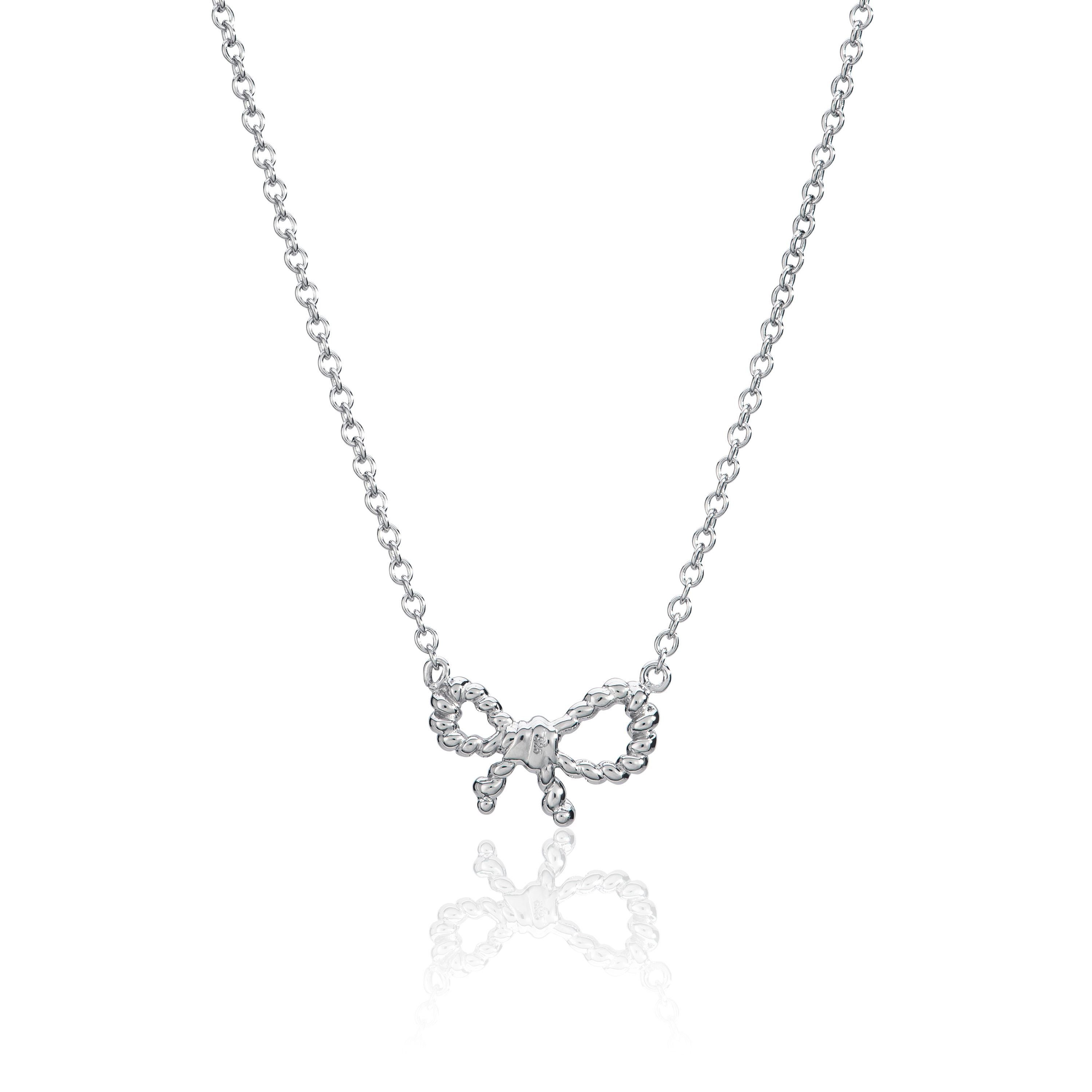 Eye Candy Collier ECJ-NL0121, 925er Sterling-Silber Collier mit einem Anhänger in Schleifenform