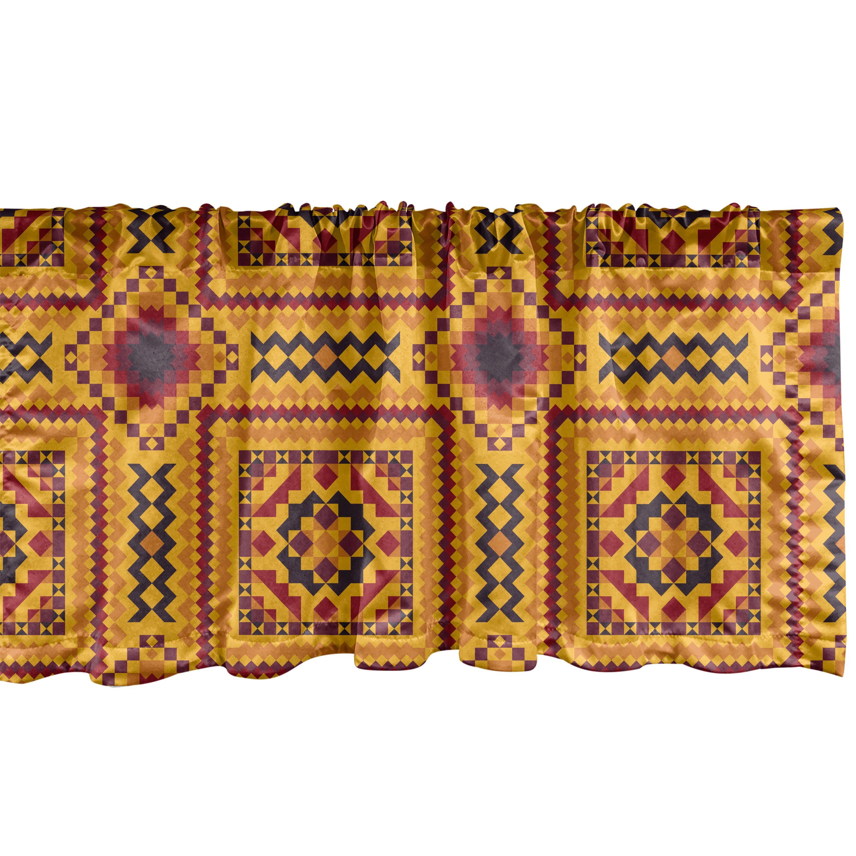 Abakuhaus, Microfaser, Küche Schlafzimmer Rhombus mit Volant Vorhang Scheibengardine für Drucken Aztec-Layout Zigzags Stangentasche, Dekor