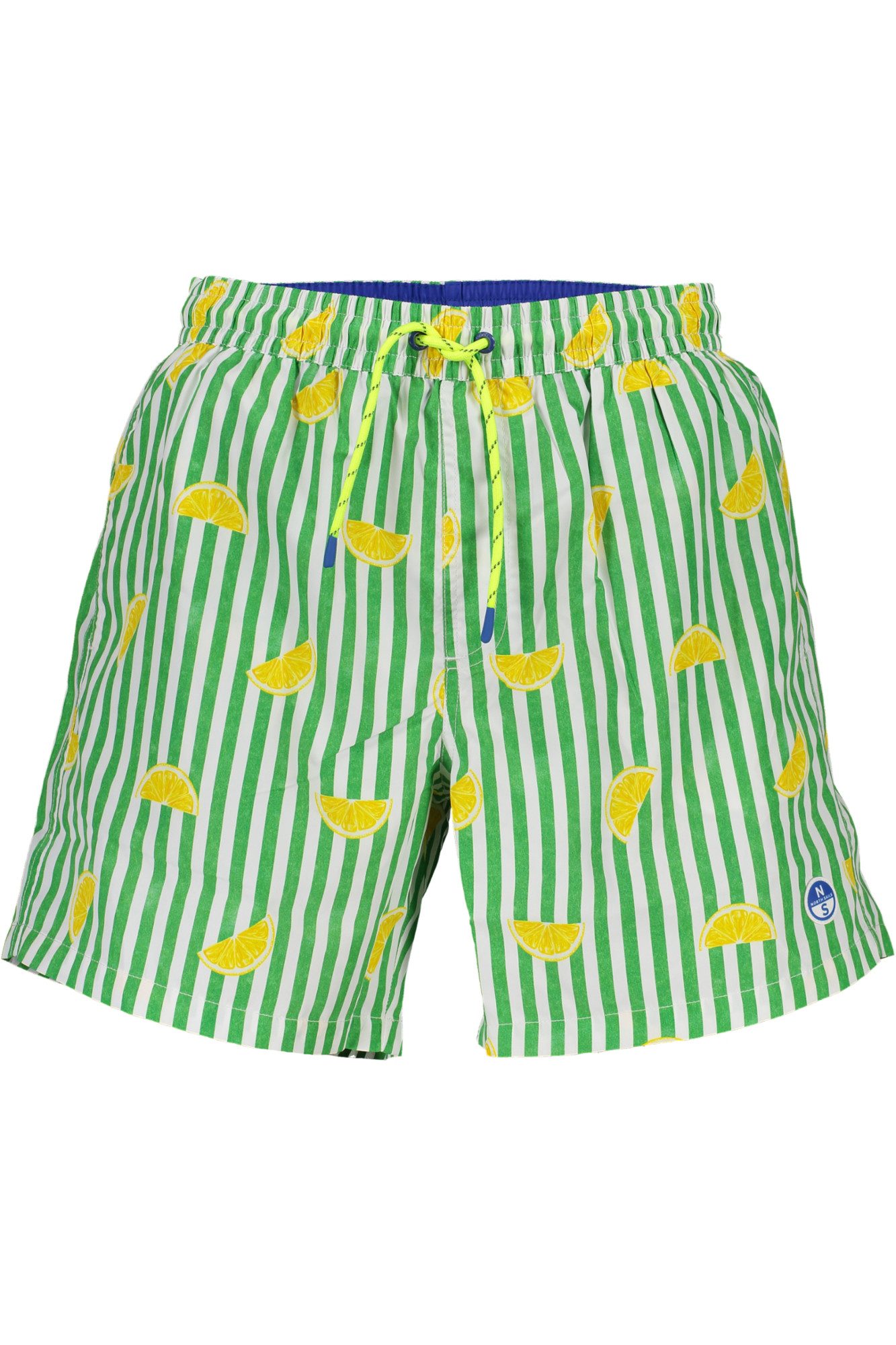 North Sails Badeshorts Herrenbadehose Grün mit Muster aus Bio-Baumwolle und Kordelzug