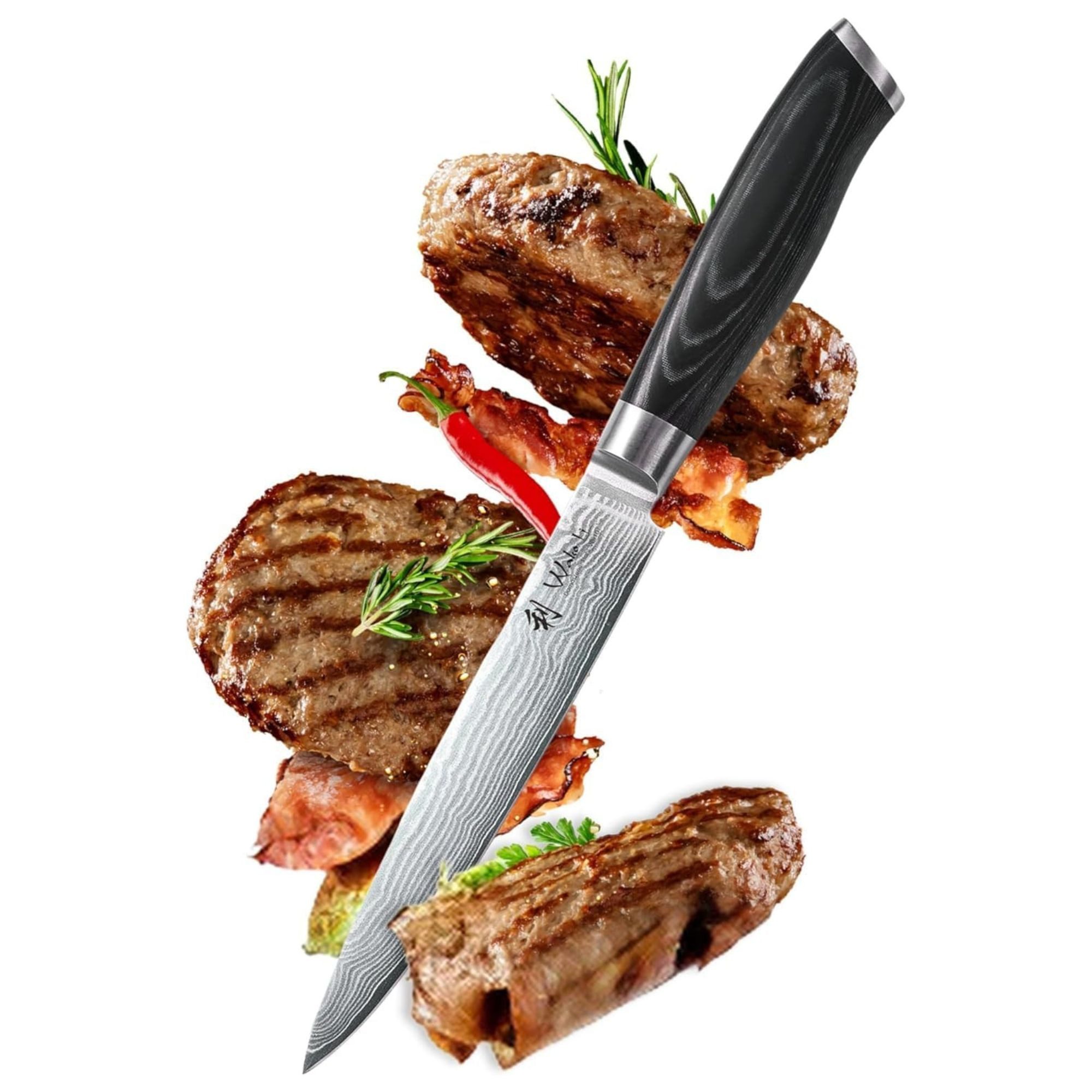 Wakoli Разделочный нож Mikata Разделочный нож Küchenmesser 18 cm Klinge Micartagriff, aus 67 Lagen Damaststahl, VG10 Kern