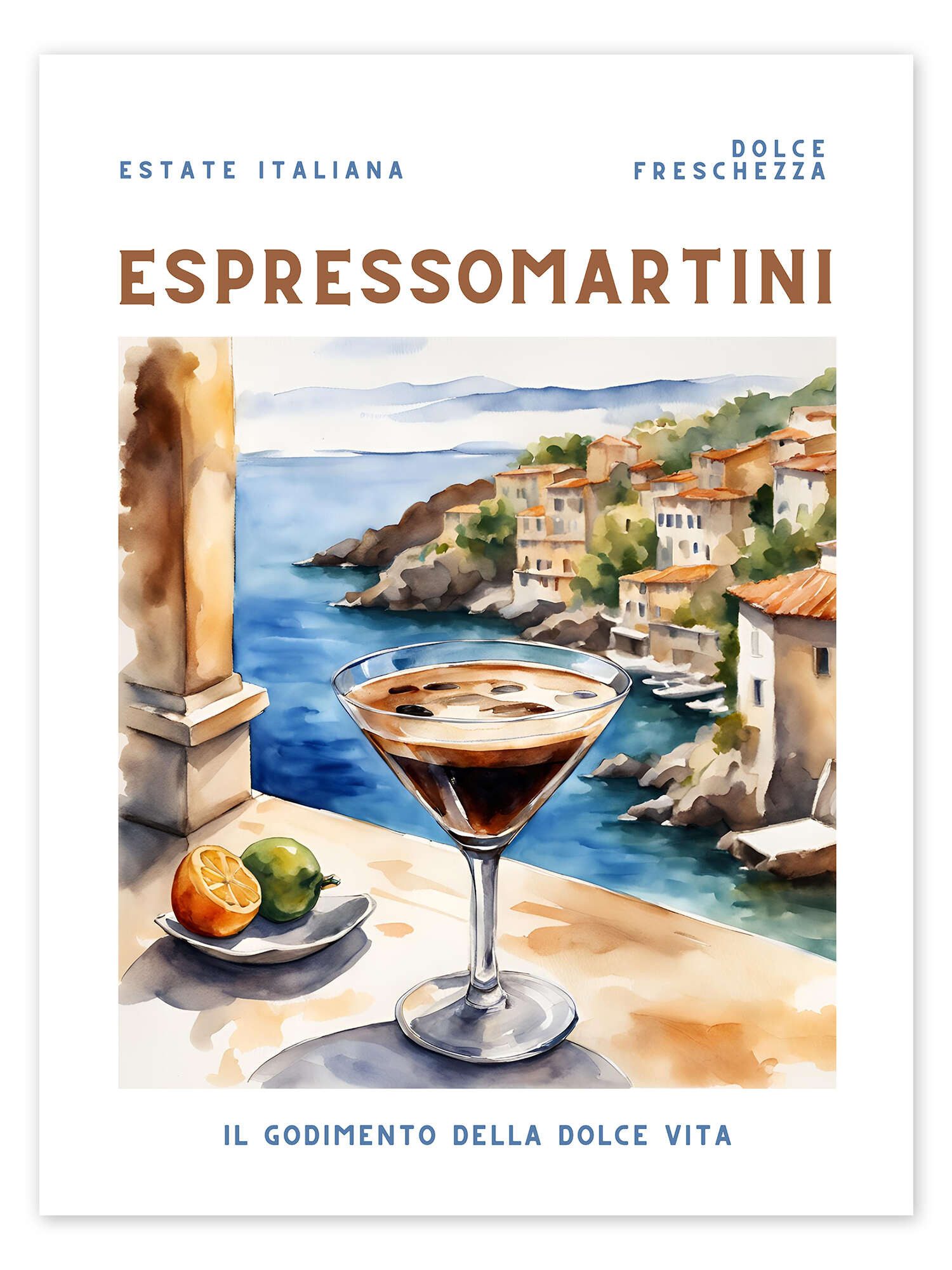 Posterlounge Wandbild Espresso Martini - Estate Italiana, Ohkimiko, erhältlich als Poster, Leinwandbild, Wandsticker oder Acrylglasbild