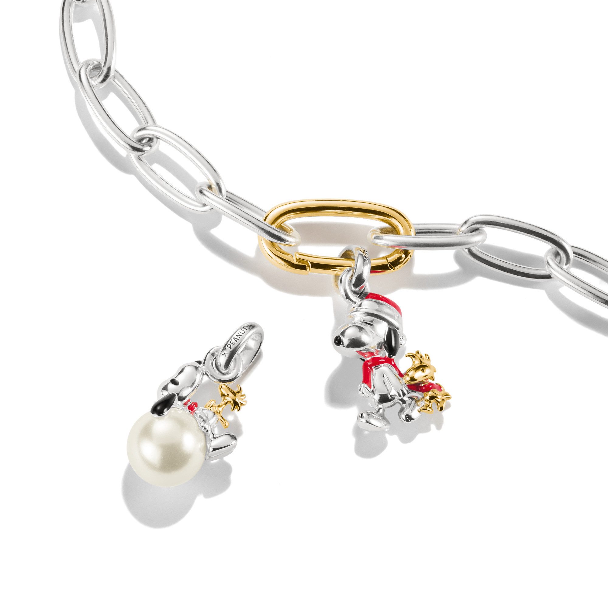 THOMAS SABO Charm-Einhänger THOMAS SABO x Peanuts Snoopy/Woodstock Santa Edition - Connect, mit Perle (imitiert)