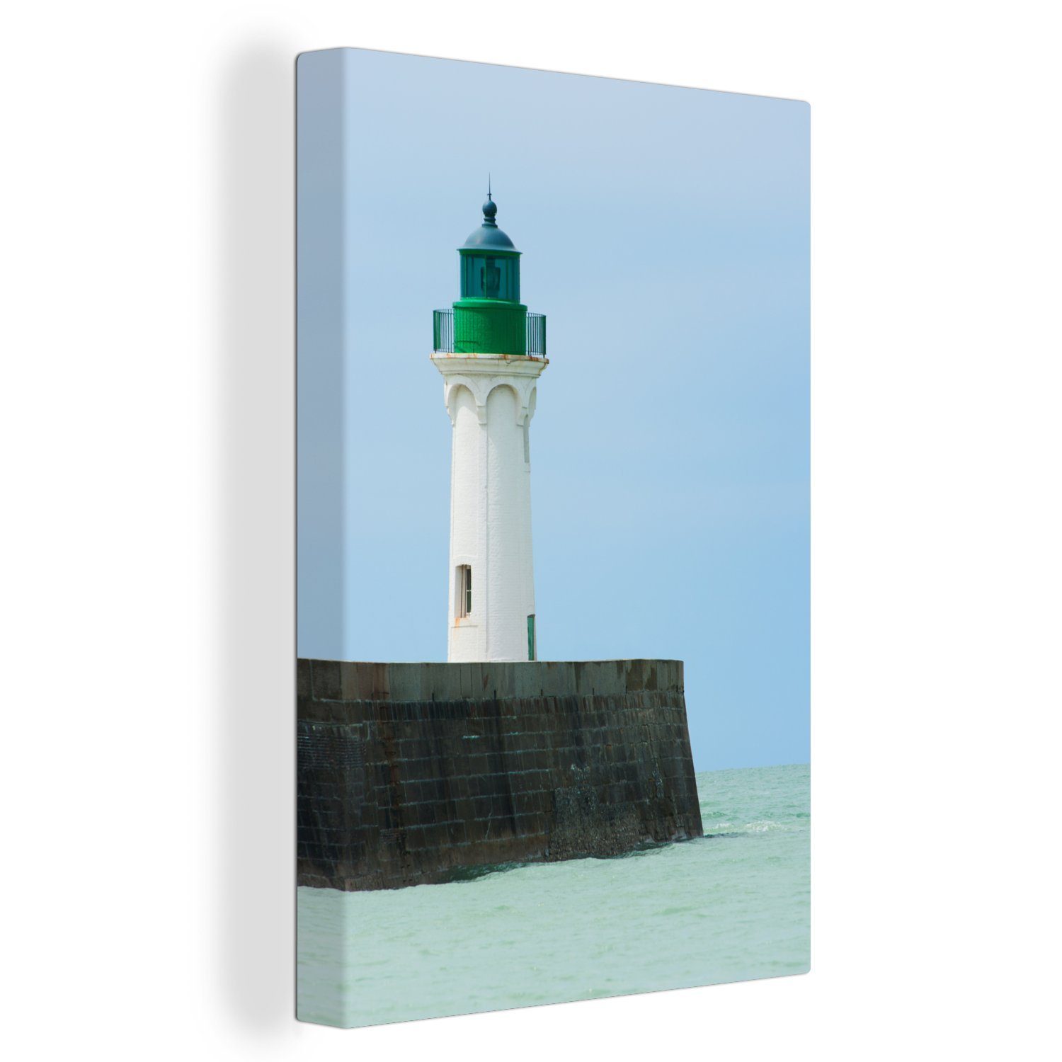 OneMillionCanvasses® Leinwandbild Leuchtturm in der Normandie, (1 St), Leinwandbild fertig bespannt inkl. Zackenaufhänger, Gemälde, 20x30 cm