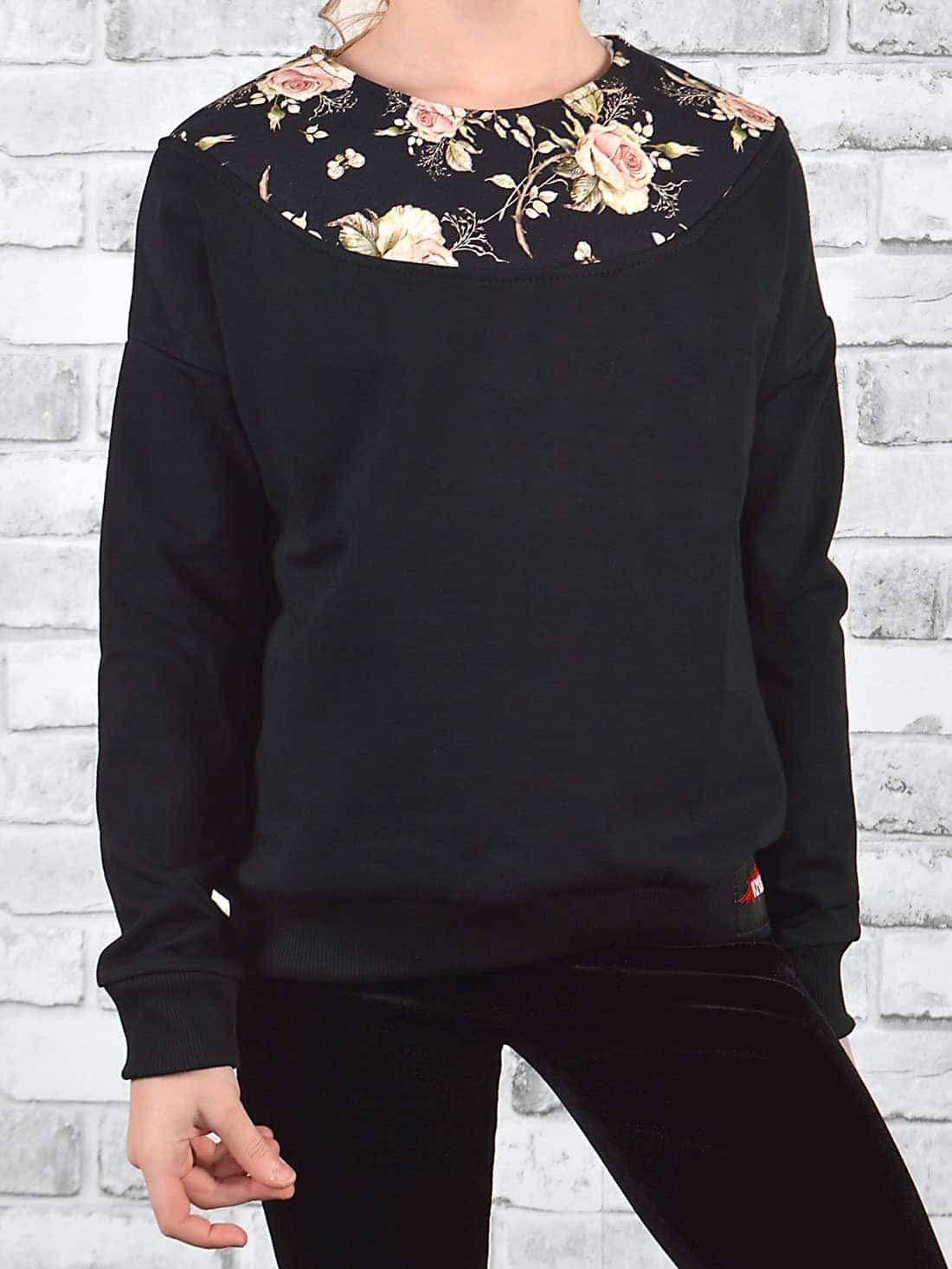 KMISSO Sweatshirt Mädchen (1-tlg) Schwarz Motiv mit Pullover