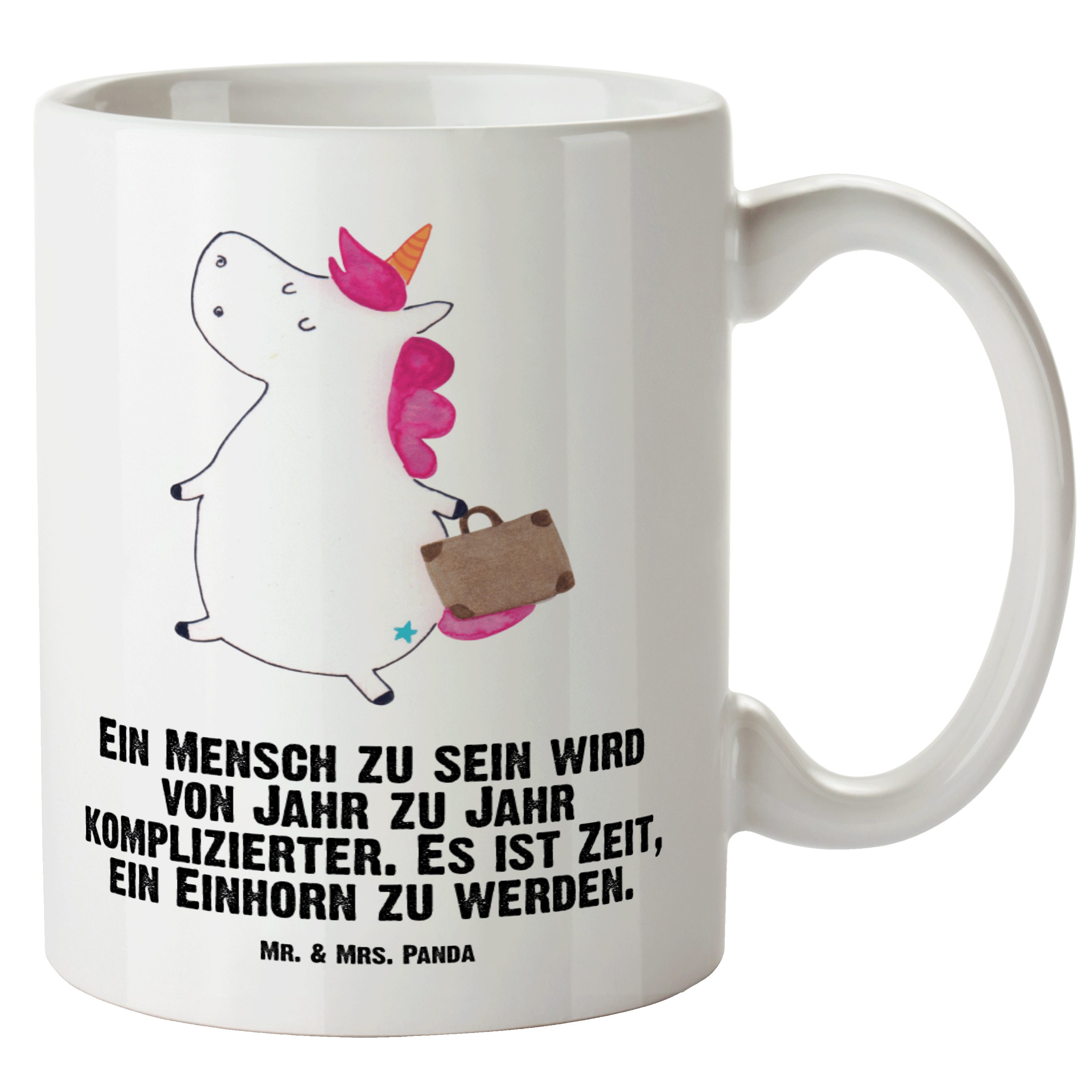 Teetasse, Tasse Weiß Kaffeetasse, Grosse - Panda Koffer XL un, Mrs. Keramik Tasse Einhorn Mr. Geschenk, - & XL