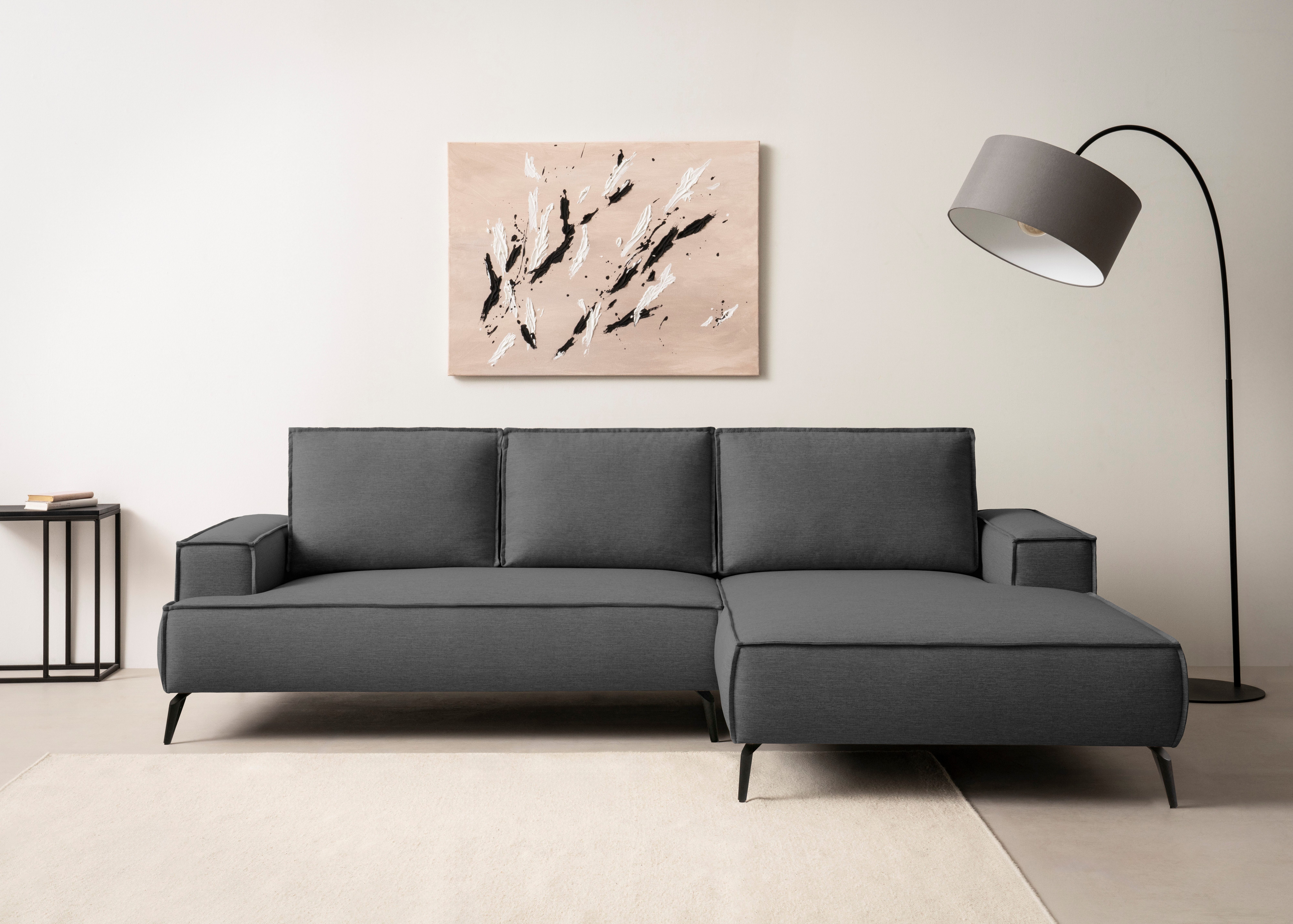 Ecksofa TVINNU, L-Form, 275cm, in Cord und Leinenoptik