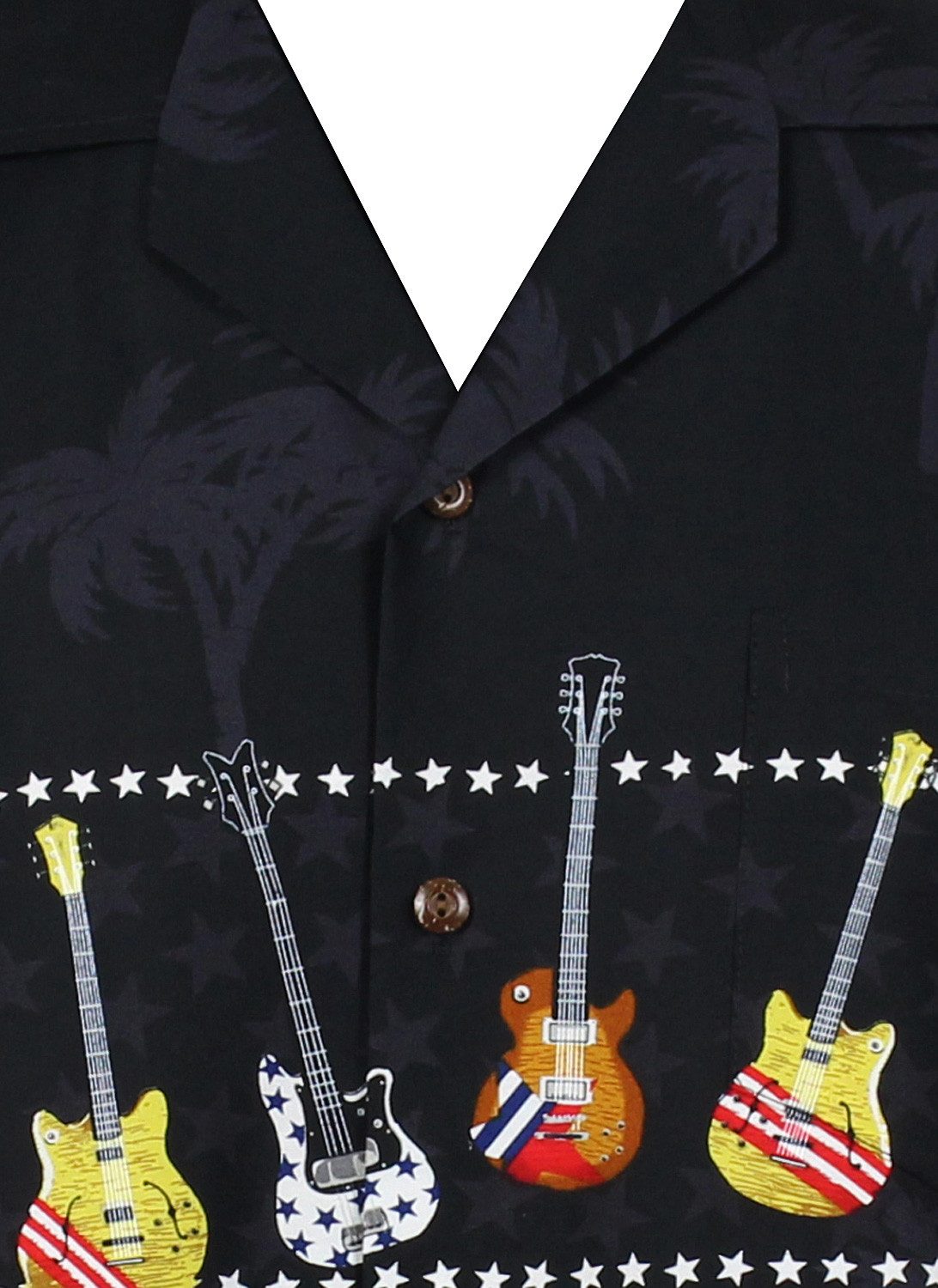 Pacific Legend Hawaiihemd E-Gitarre Brustdruck Original Hawaiihemd mit 100% Kokosnuss-Knöpfen