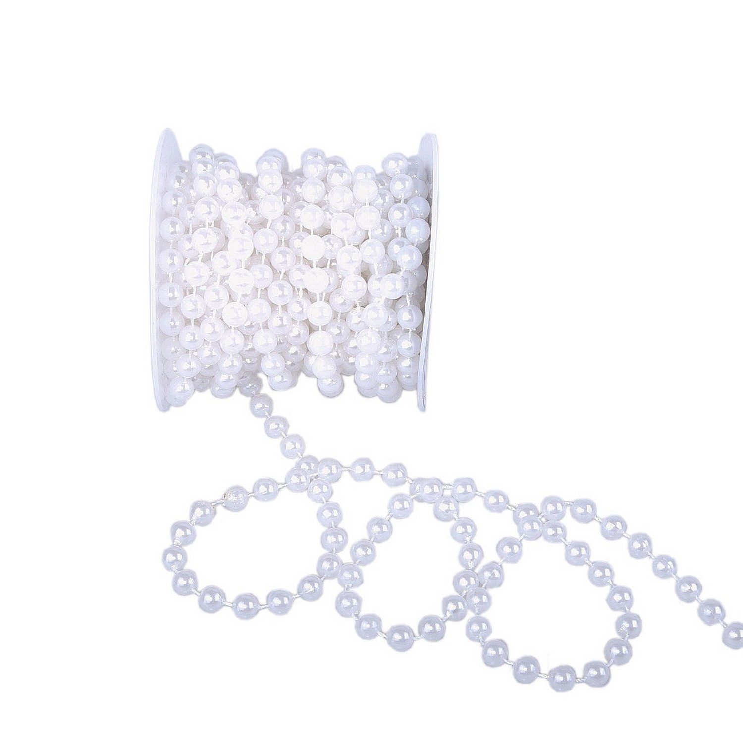 Deko AS Kordel Perlengirlande - Perlenband - Hochzeit - Taufe - Kommunion - 8mm Brei, Dekogirlande aus Kunstperlen