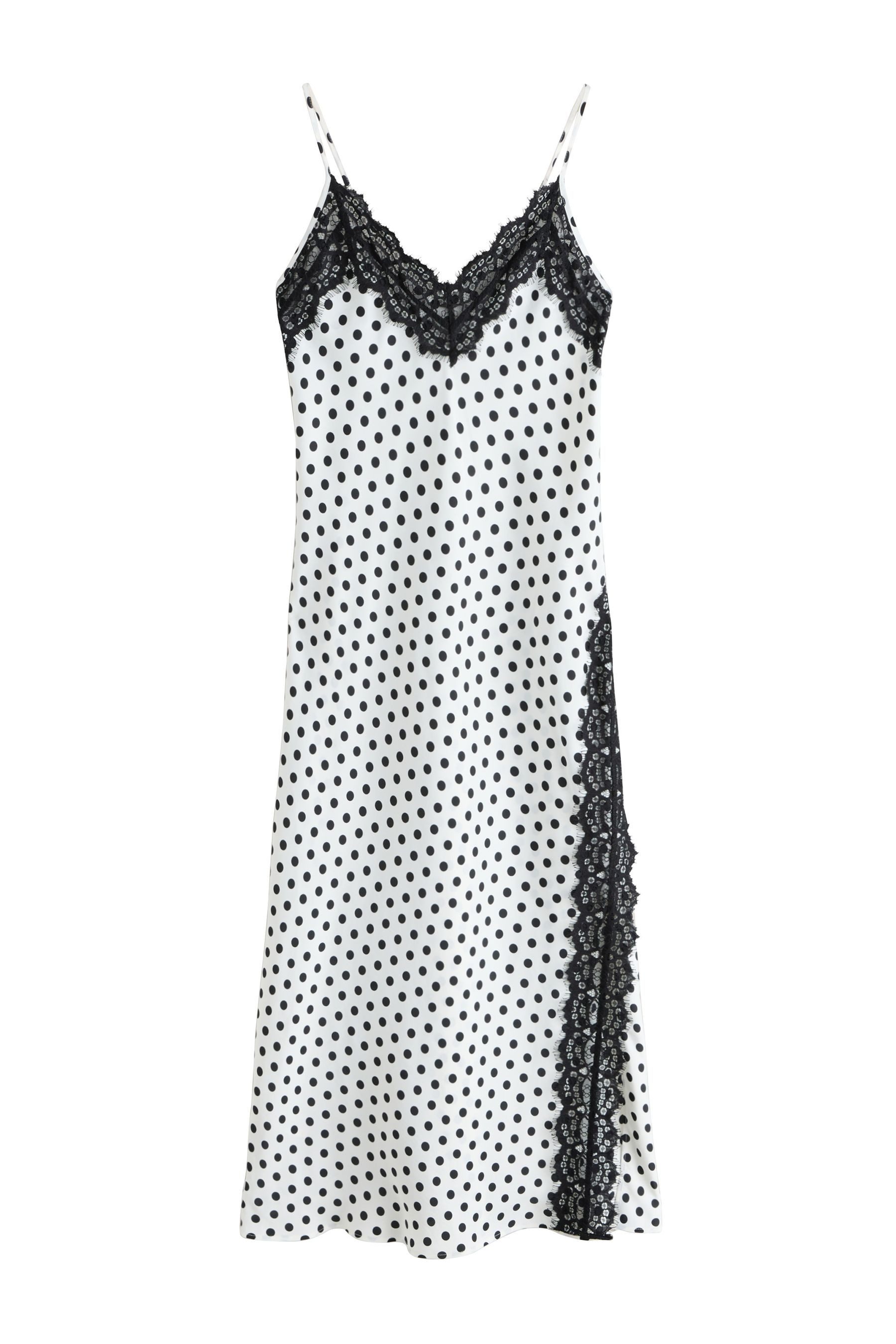 Next Midikleid Satin-Midikleid mit schmalen Trägern und Spitze (1-tlg)