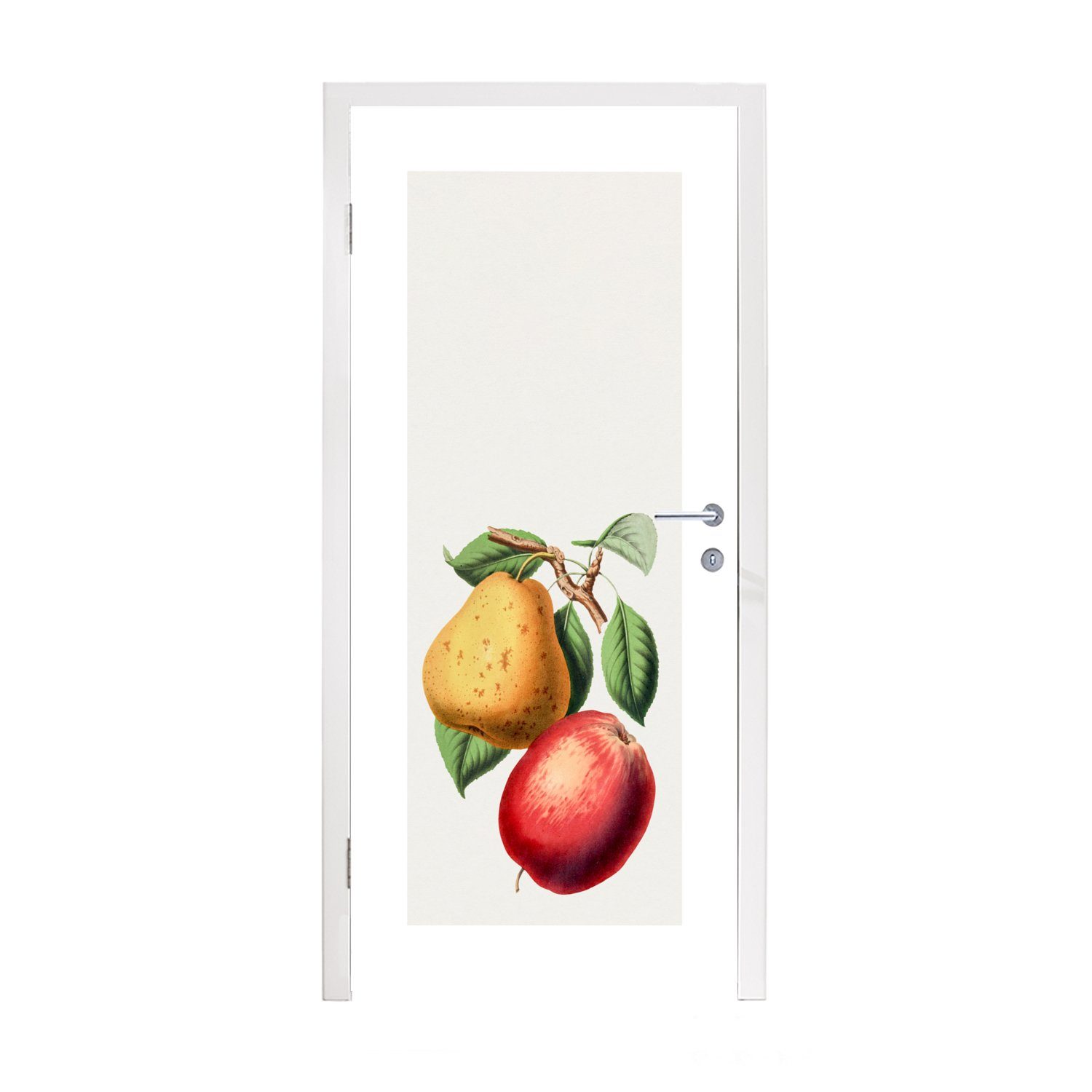MuchoWow Türtapete Birne - Apfel - Lebensmittel, Matt, bedruckt, (1 St), Fototapete für Tür, Türaufkleber, 75x205 cm