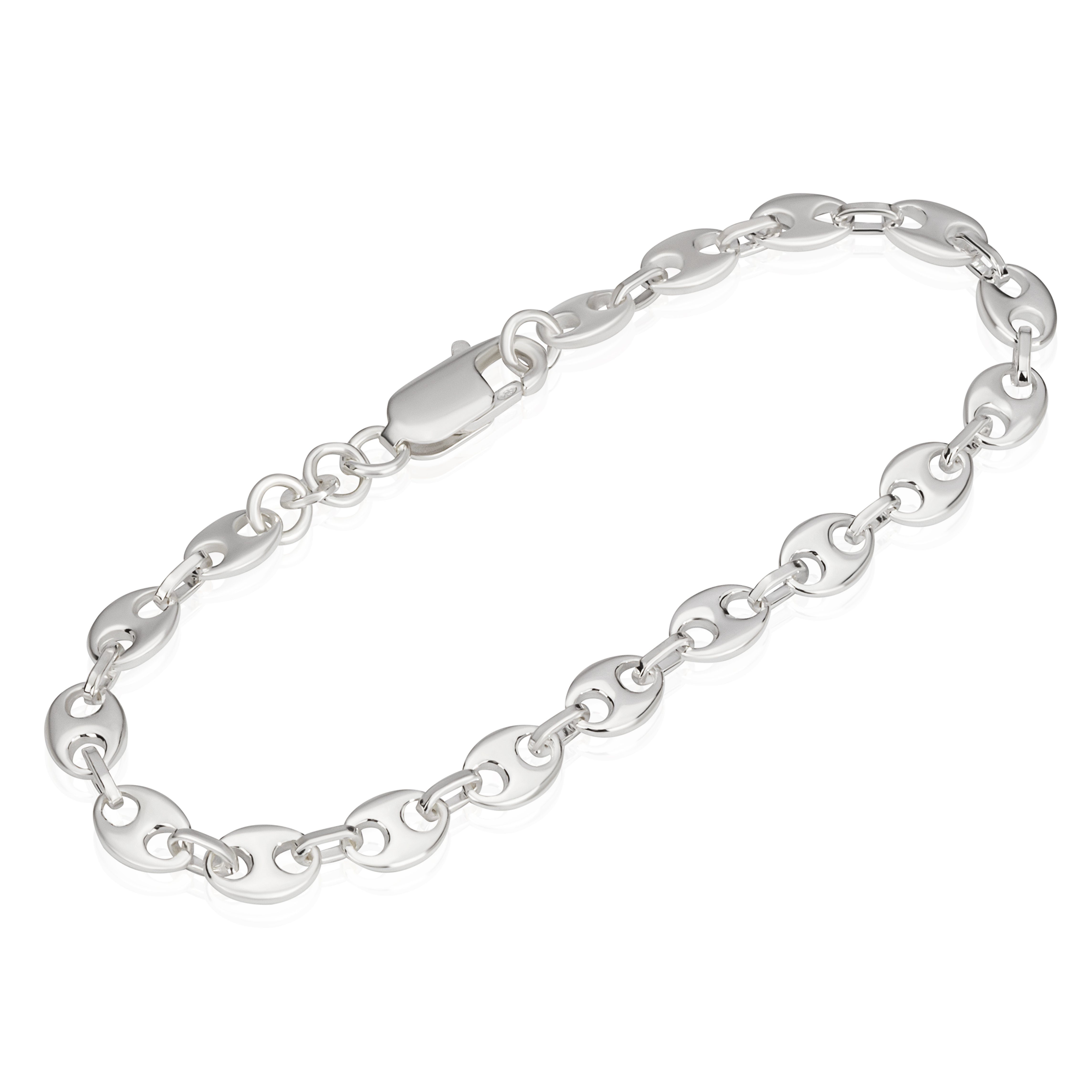 NKlaus Silberarmband 18cm 925 Echt Sterling Silber Kette Kaffeebohne Herren Armband 5,6mm 7