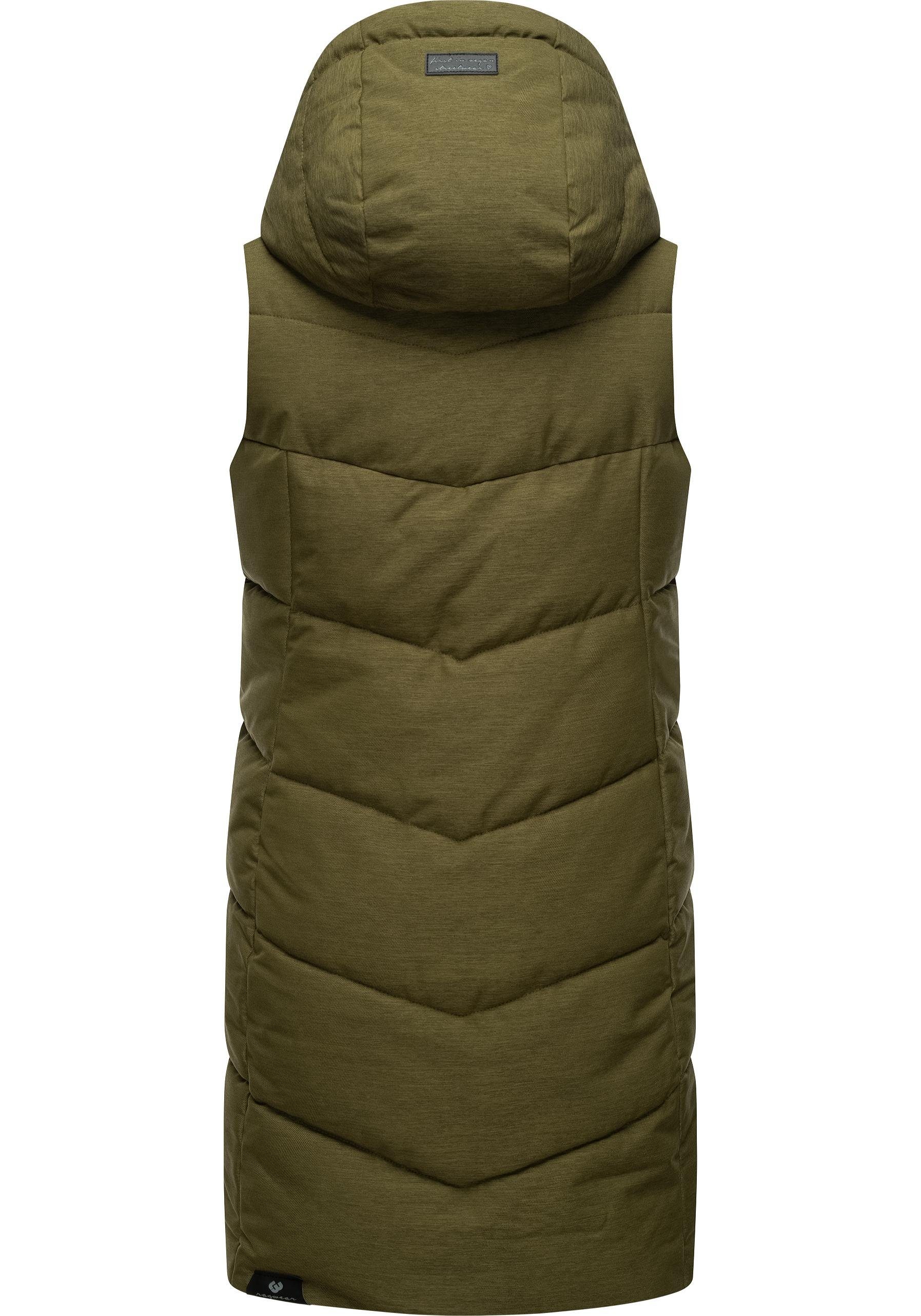 Ragwear Steppweste Pavla Vest stylische Winterweste mit Teddyfutter und Kapuze