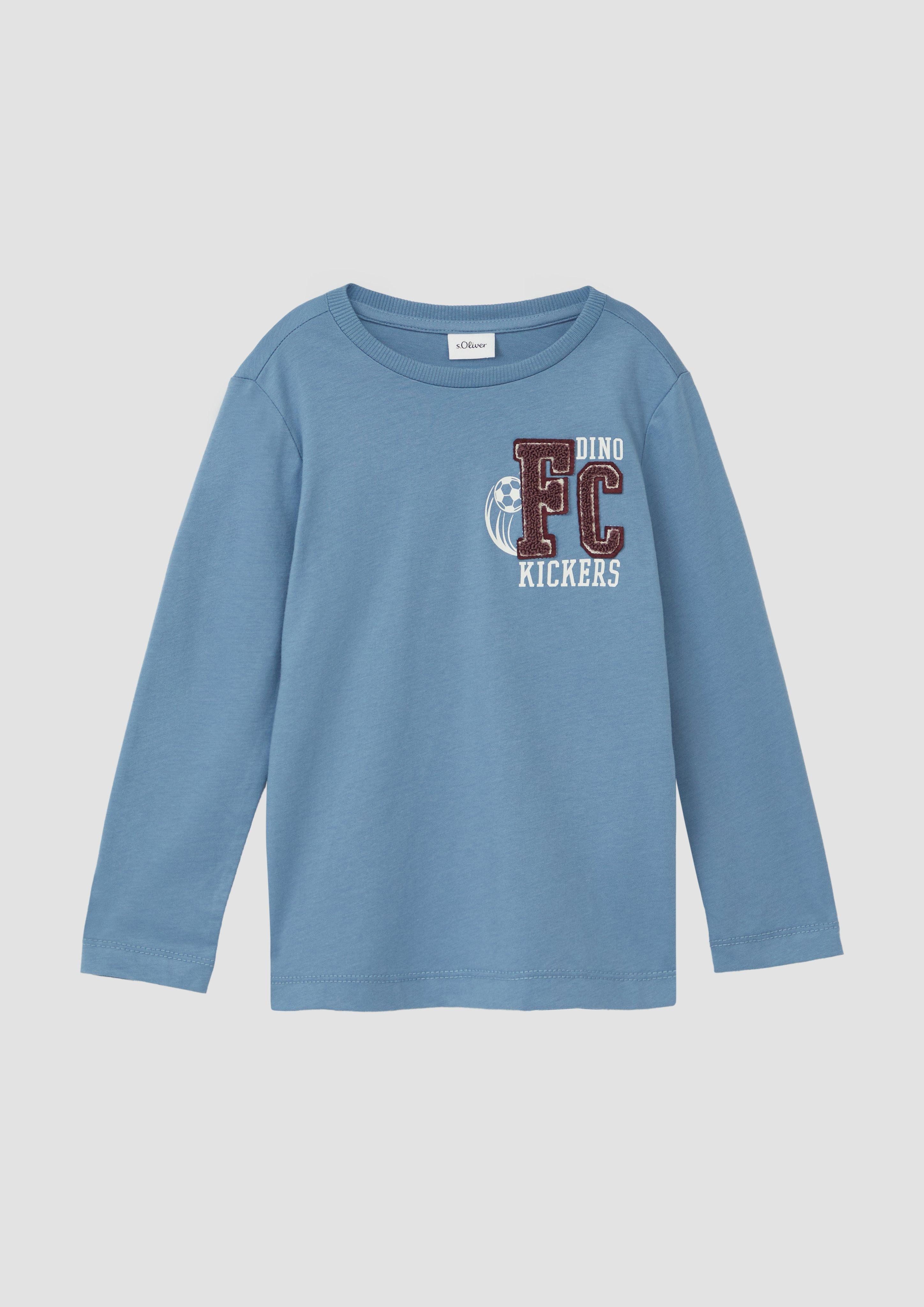 Langarmshirt Baumwoll-Longsleeve mit Flock-Applikation
