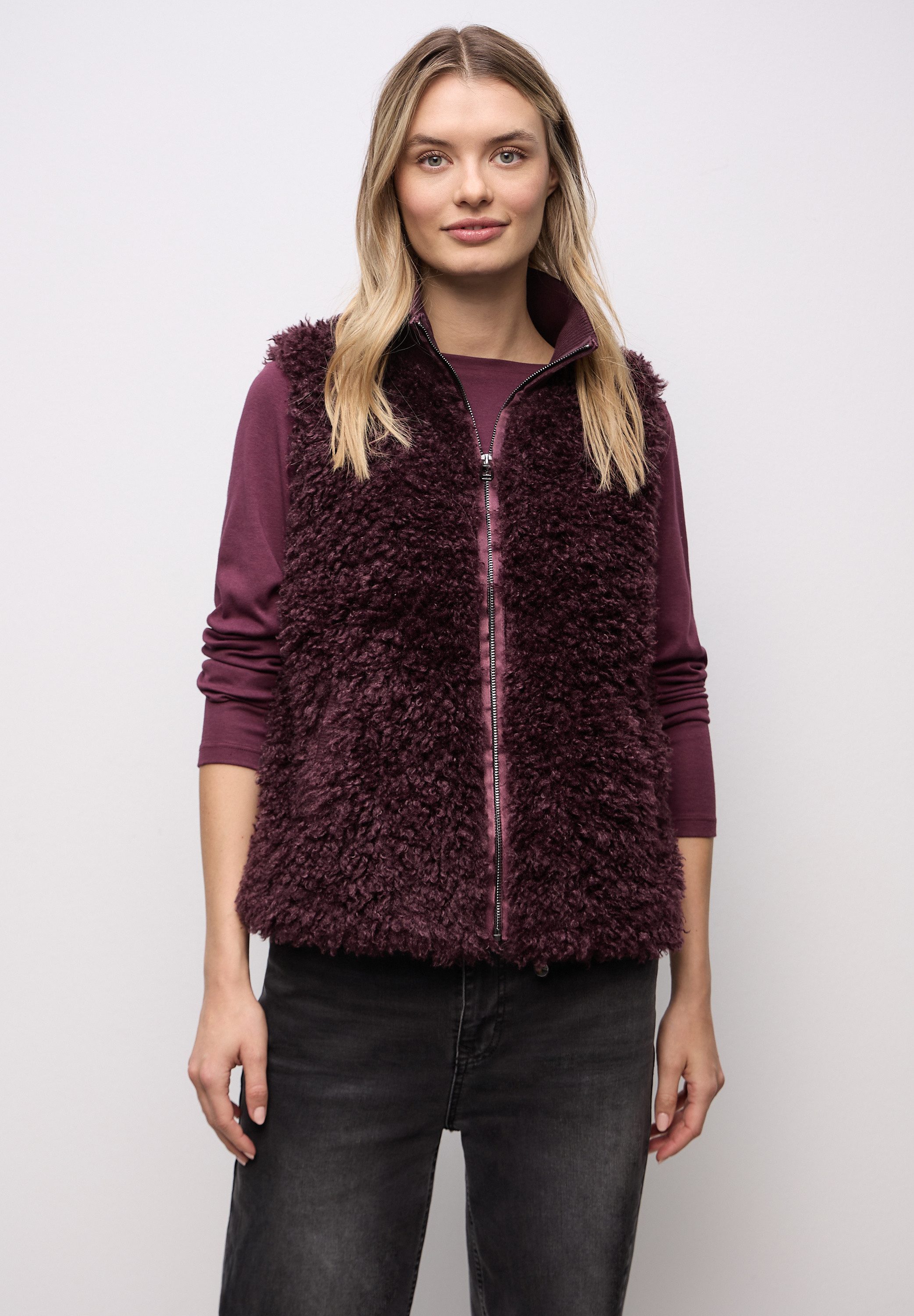 STREET ONE Fellweste mit Stehkragen