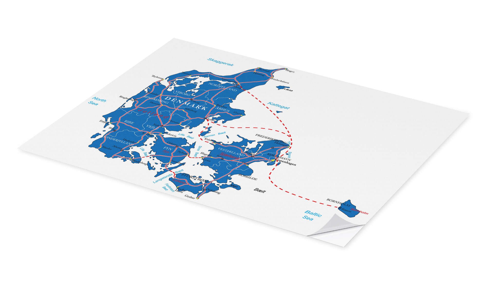 Posterlounge Poster Editors Choice, Dänemark Karte, günstig online kaufen