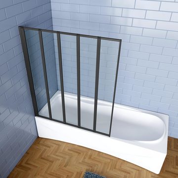 duschspa Badewannenaufsatz 120x140cm Duschwand Glaswand Faltwand auf Badewanne Badewannenaufsatz, Einscheibensicherheitsglas, Sicherheitsglas, (Set), Glas