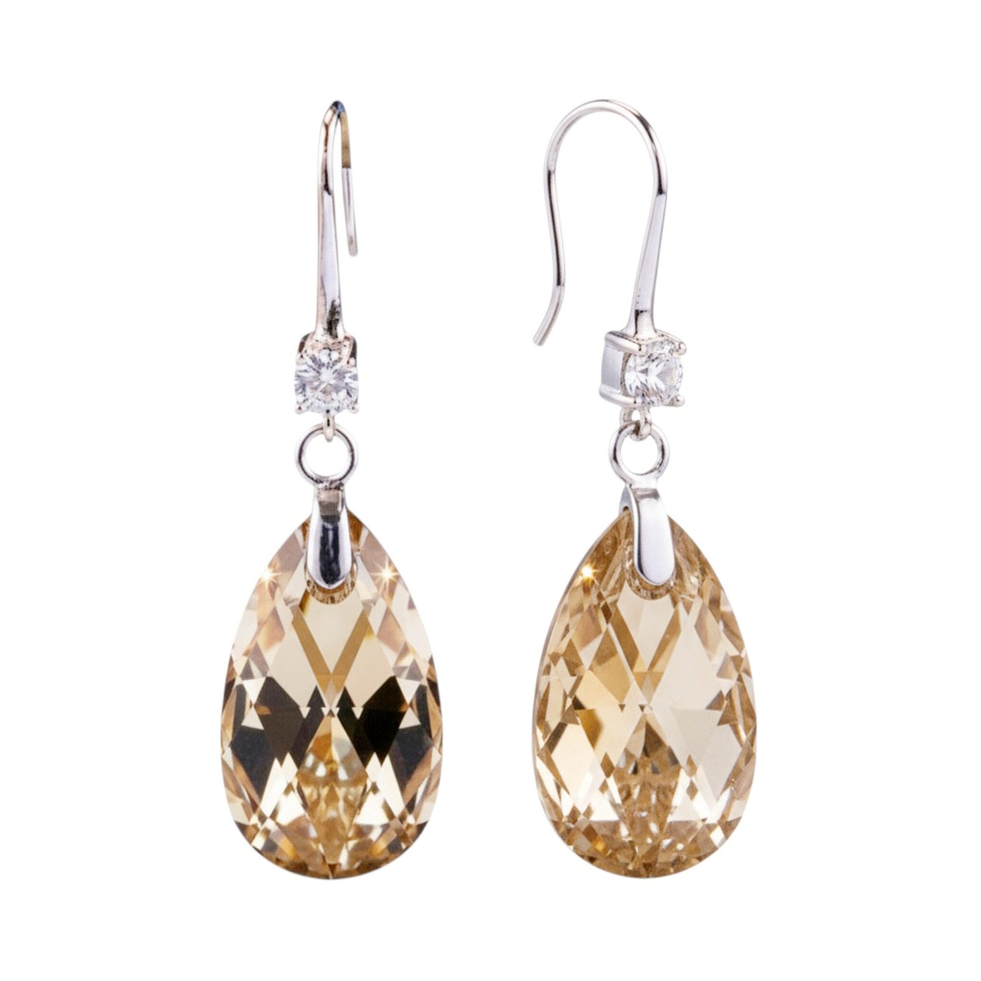 KARMA Paar Ohrhänger Ohrringe Kristall Champagner od. Blau (Damen Kristallohrringe, Damenschmuck Ohrschmuck), Damenohrringe Ohrhänger Ohrschmuck