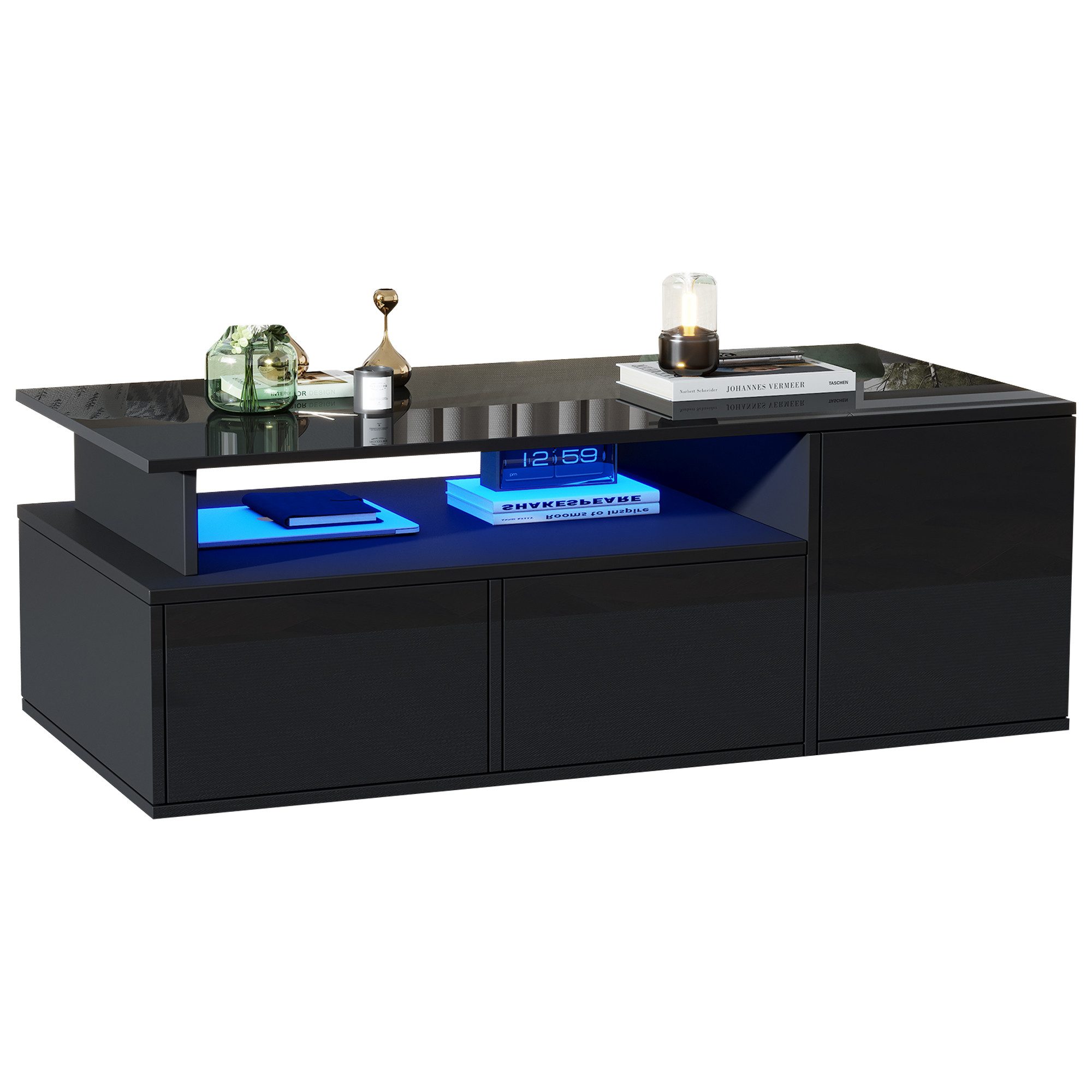 ANYSUN Couchtisch Sofatisch Beistelltisch mit LED-Beleuchtung (Set, 1 Tisch), Breite 100 cm