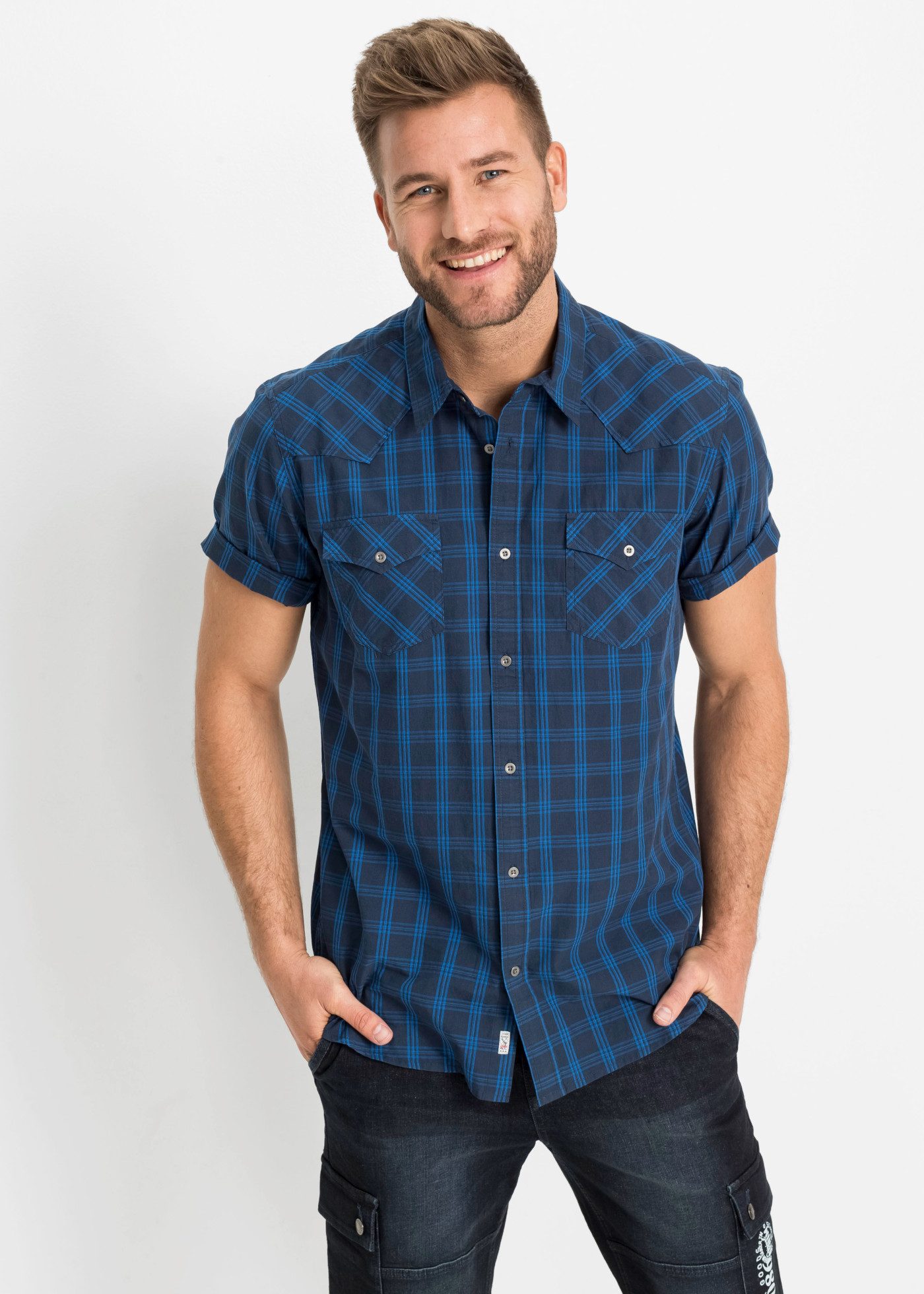 bonprix Kurzarmhemd mit Karomuster, Regular Fit, aus reiner Baumwolle