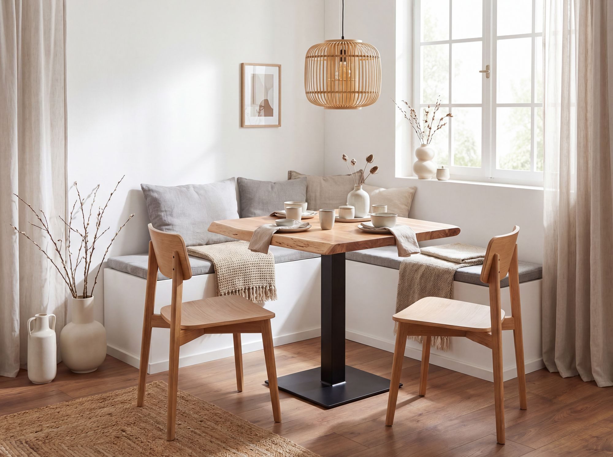 Wohnling Esstisch WL5.975 Baumkante Esszimmertisch Akazie Massiv 80 x 75 cm Küchentisch (mit Baumkante 80 x 75 x 75 cm Akazie Massivholz), Esszimmertisch Quadra – Bild 3 von 5