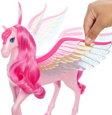 Barbie Anziehpuppe Ein verborgener Zauber, Rosafarbener Pegasus mit Hündchen