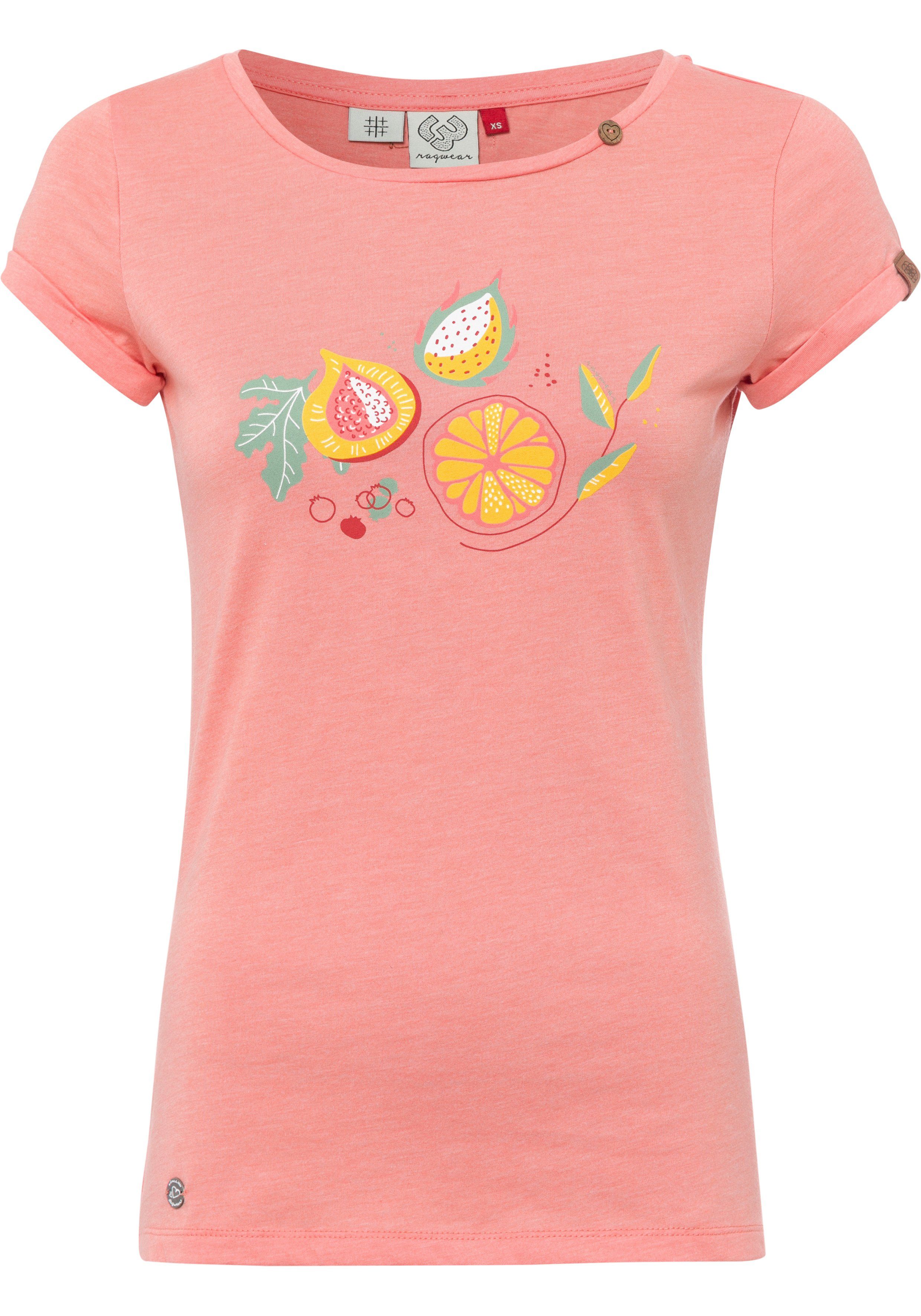 Front-Print Ragwear mit coral 4005 PRINT T-Shirt MINT
