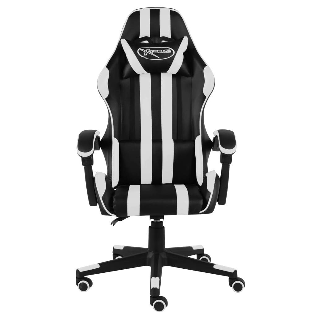 St) Gaming-Stuhl Kunstleder und furnicato Schwarz Weiß (1 Bürostuhl