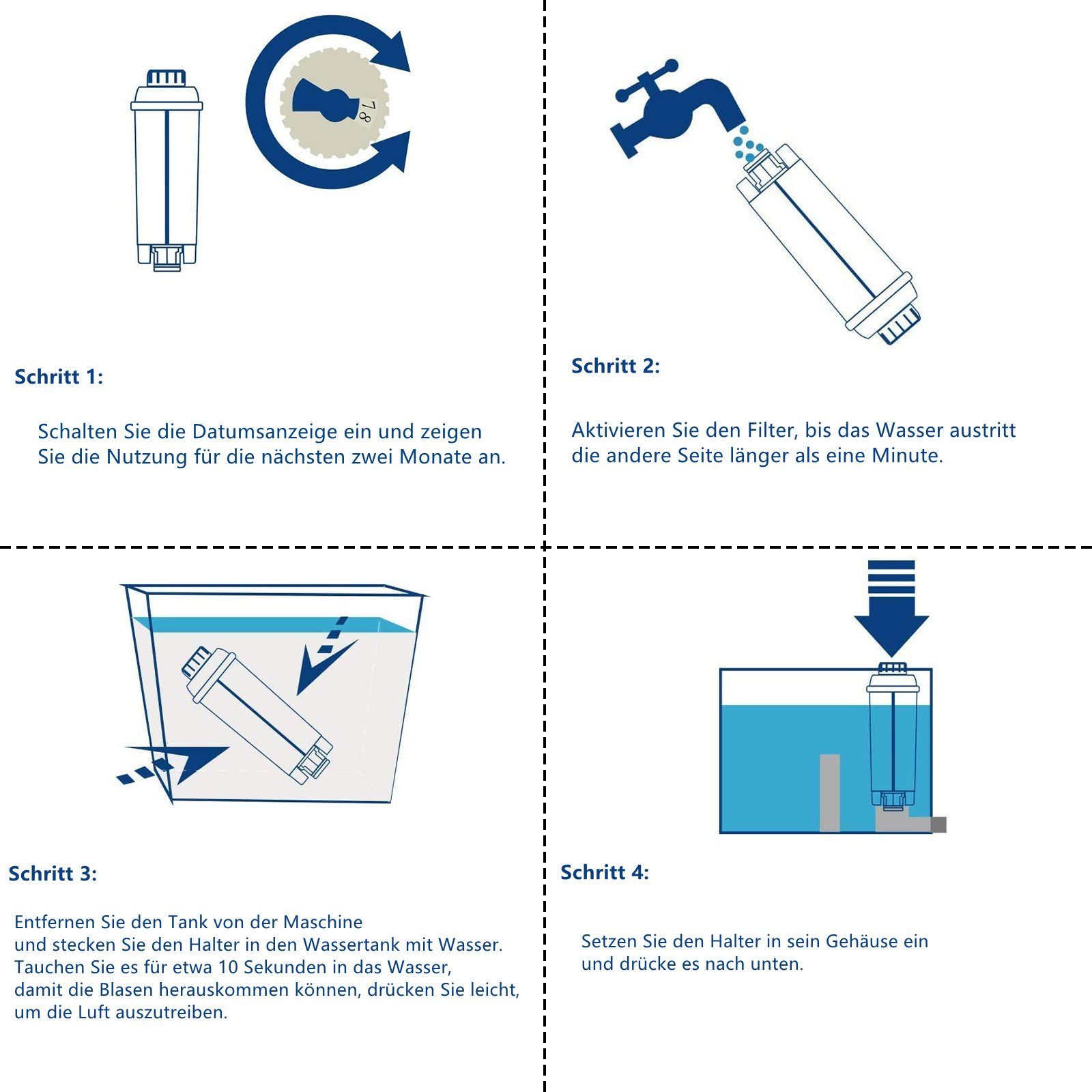 Clanmacy Wasserfilter für für EC680 ETAM mit 60 für kompatibel Aktivkohle DLSC002 EC800 ECAM Liter für DLSC002 Zubehör Delonghi Delonghi Wasser Wasserfilter 2x