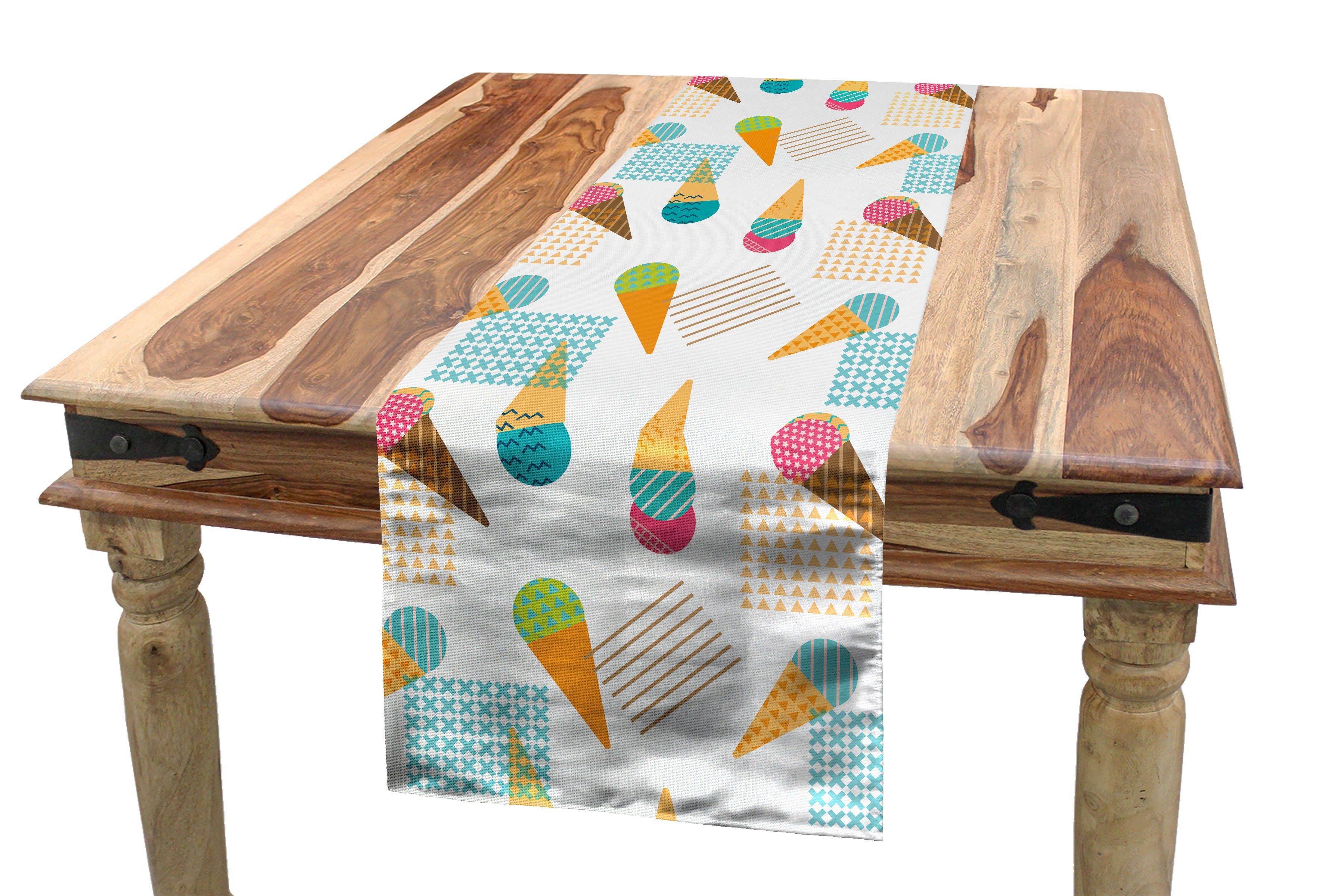 Eis Küche Tischläufer, Dekorativer Abakuhaus Grafik Rechteckiger geometrische Esszimmer Tischläufer