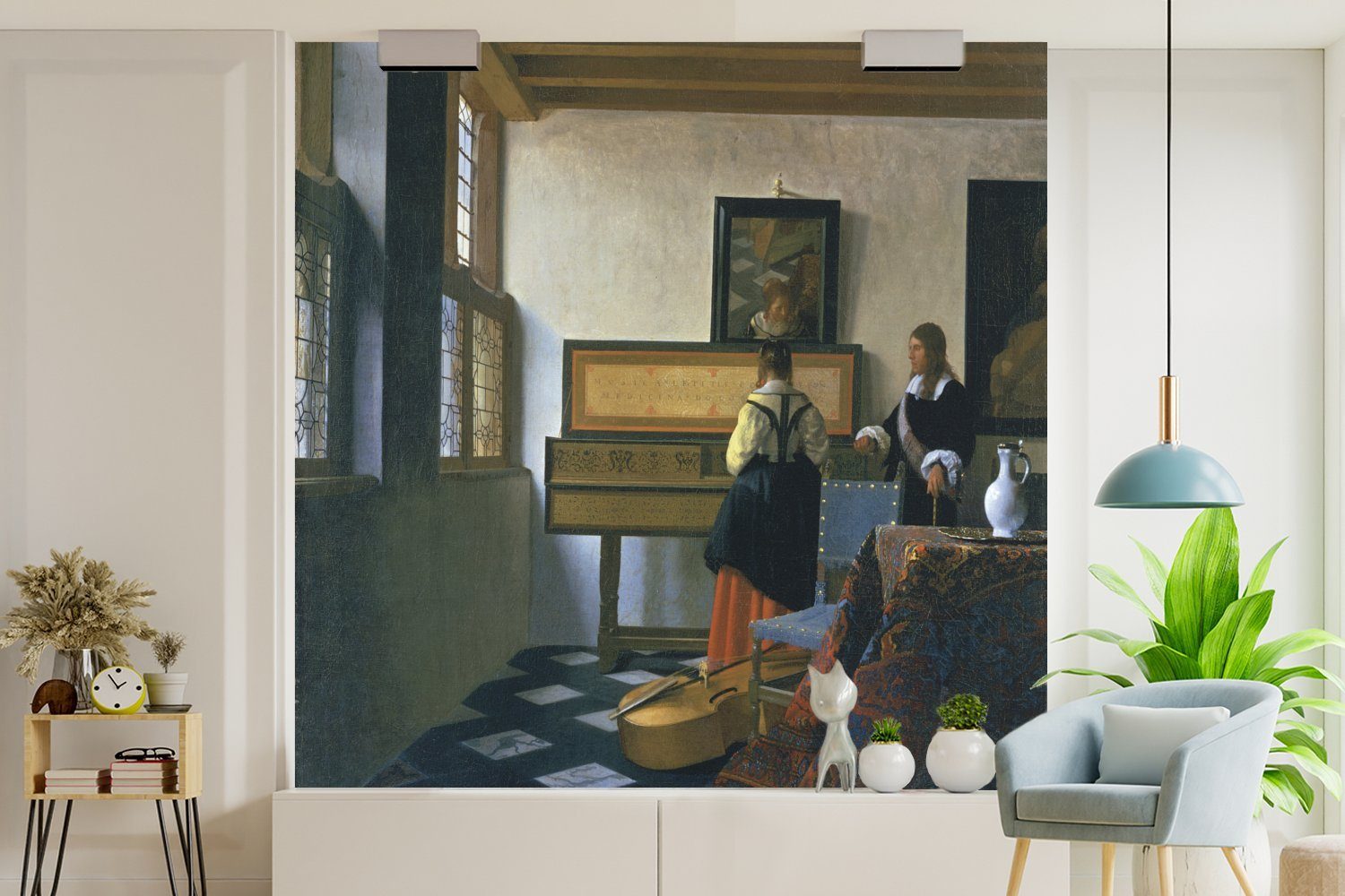 Matt, - Johannes Musikstunde für Tapete Die St), bedruckt, Vermeer, Wohnzimmer Schlafzimmer, Fototapete Wandtapete MuchoWow (5 oder Vinyl
