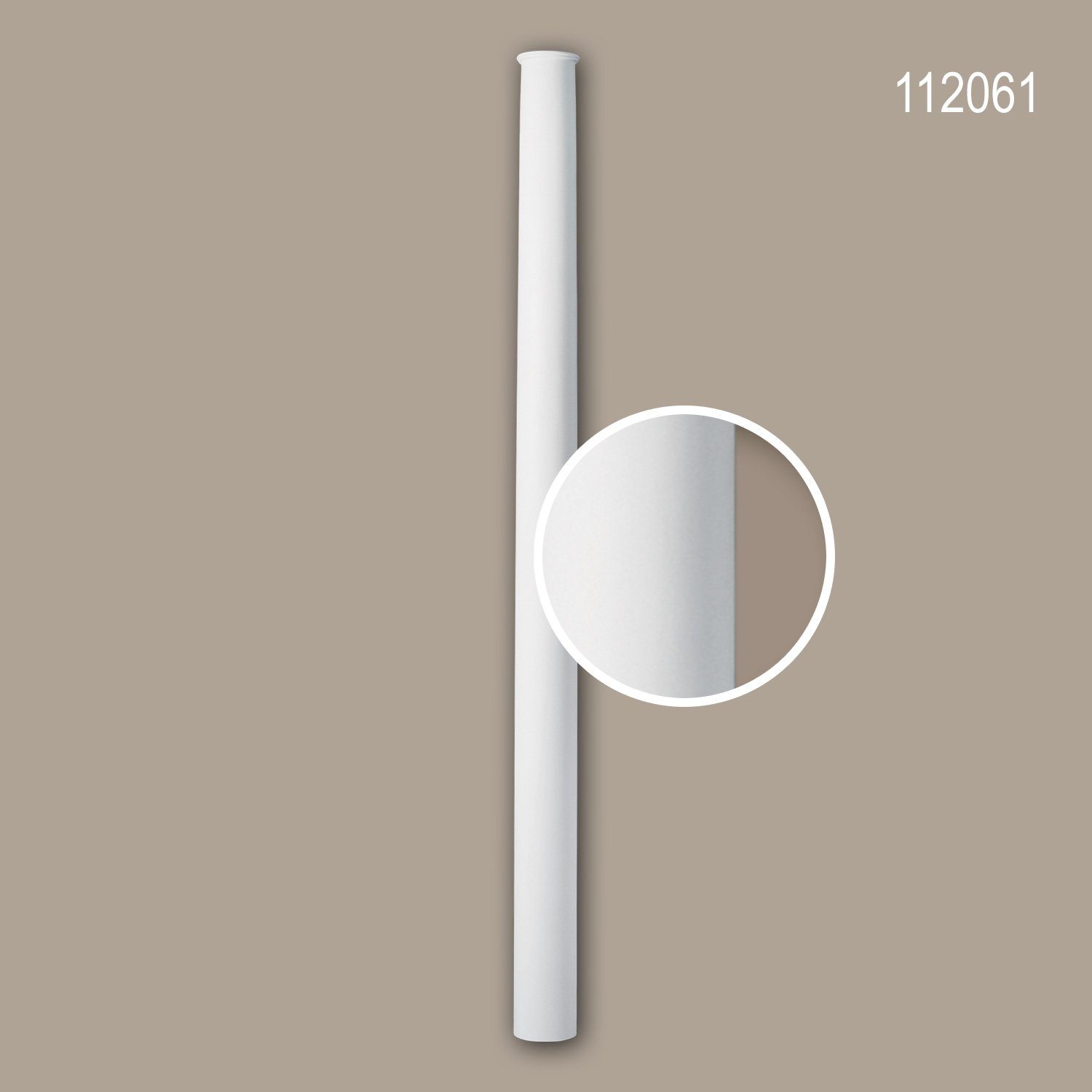 Profhome Wanddekoobjekt 112061 (Vollsäulen Schaft, 1 St., Säule, Zierelement, Stucksäule, Dekosäule, Durchmesser 16,3 cm), weiß, vorgrundiert, Stil: Neo-Klassizismus