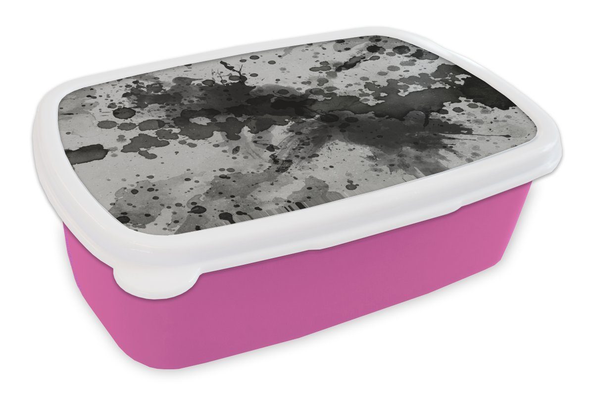 rosa Spritzer, (2-tlg), MuchoWow - Aquarell Kunststoff Brotdose für - Snackbox, Erwachsene, Brotbox Lunchbox Schwarz Mädchen, Kunststoff, Kinder,