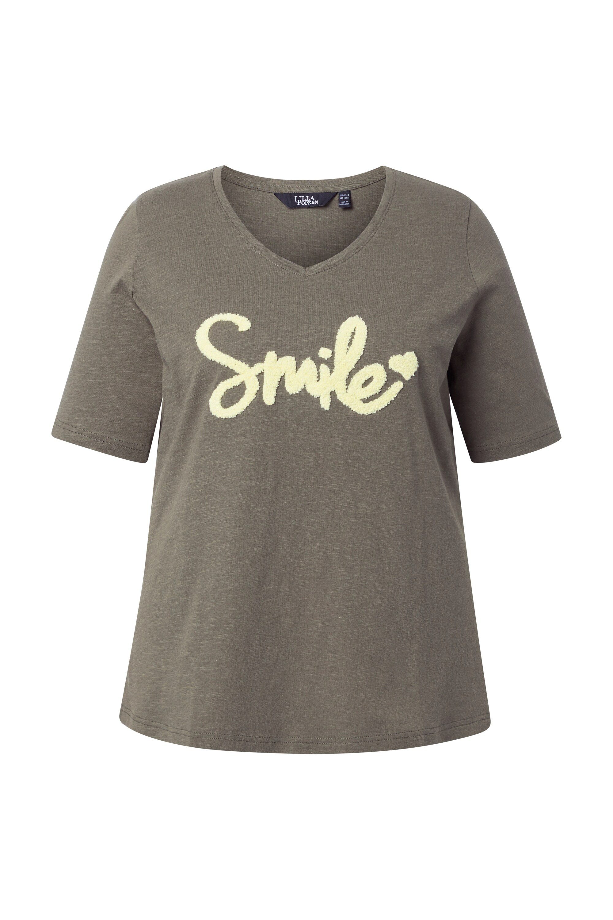 Ulla Popken T-Shirt T-Shirt Smile Classic V-Ausschnitt Halbarm günstig online kaufen