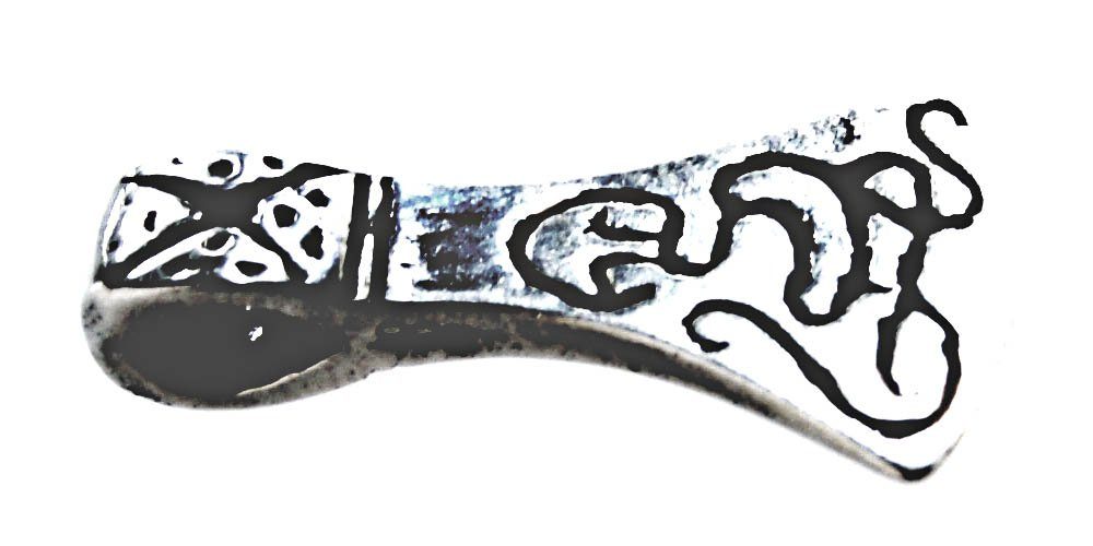 beidseitig Leather 925 Silber Wikinger verziert Axt Kiss Kettenanhänger of Wikingeraxt Band Anhänger