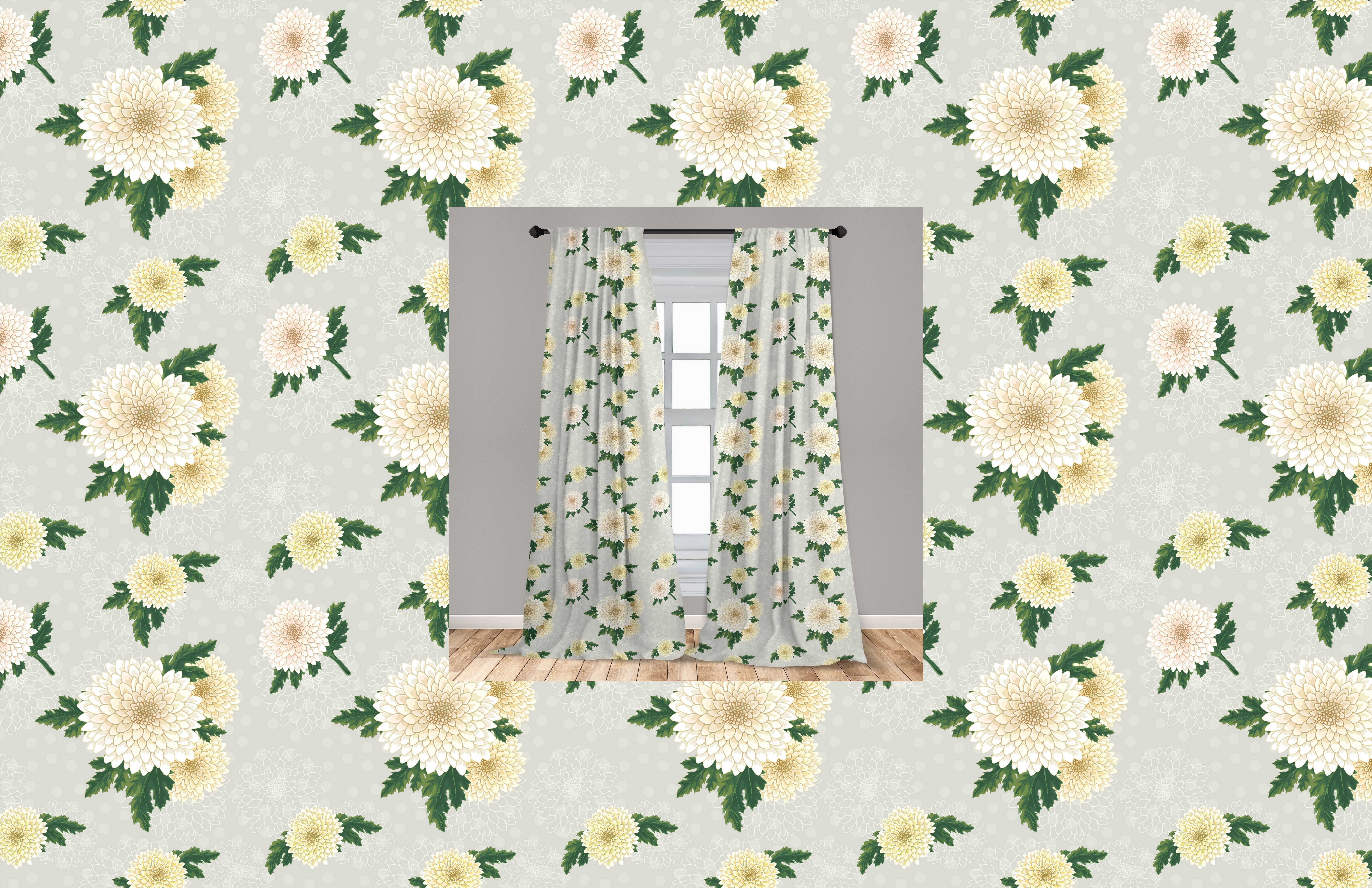 Schlafzimmer Chrysanthemen Gardine Jahrgang Gedämpfte Microfaser, Abakuhaus, Wohnzimmer Tone Dekor, Vorhang für