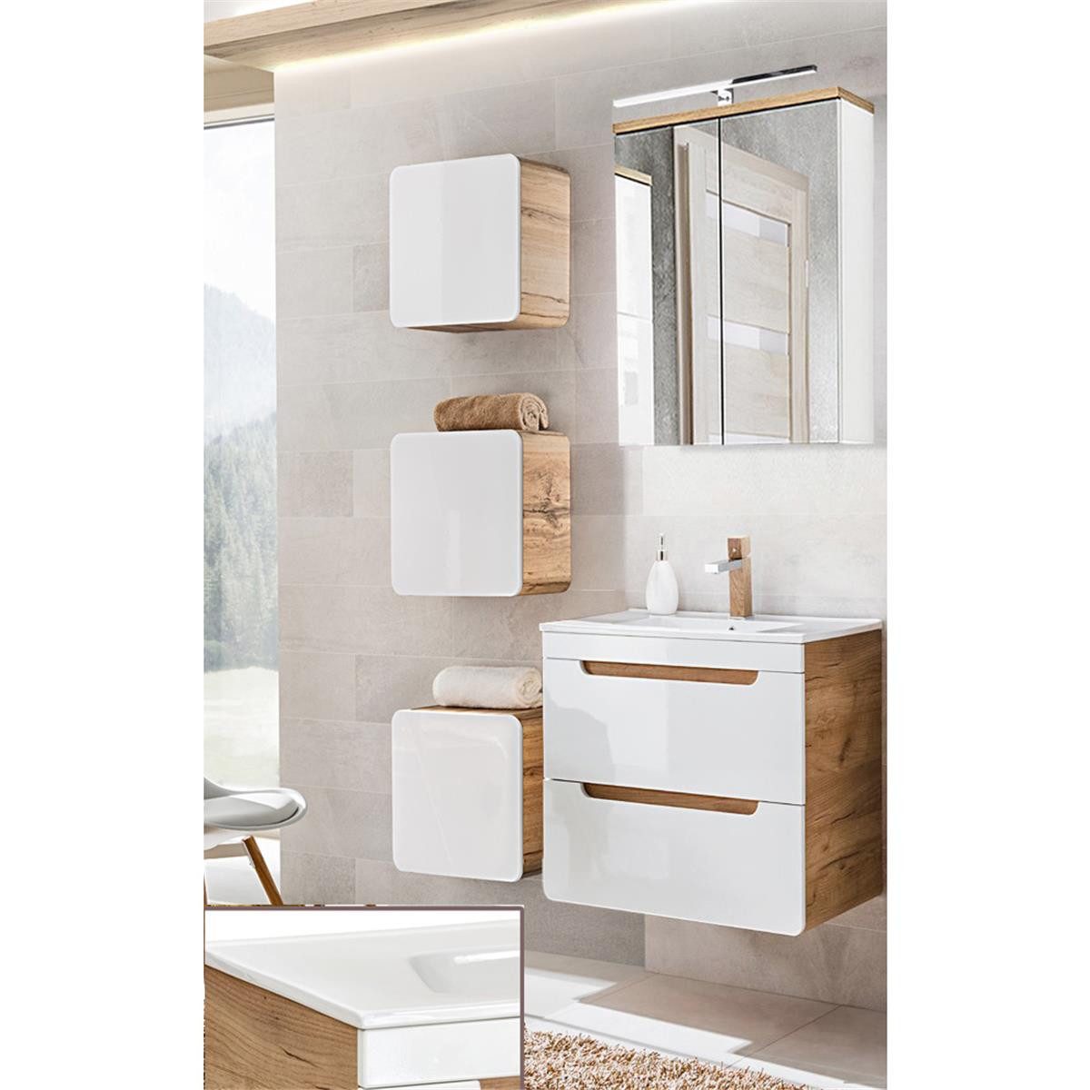 Lomadox Badmöbel-Set LUTON-56, (Spar-Set, 5-St), Eiche günstig online kaufen