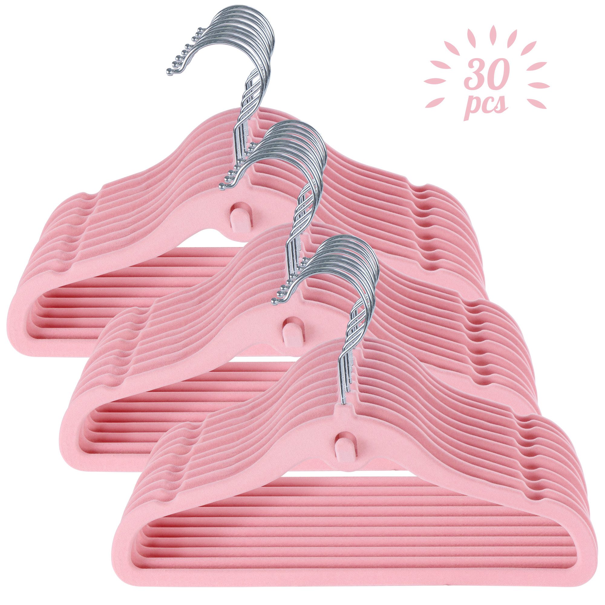 ElitVita Kleiderbügel 20/30 Stück, Kinder Samt Kleiderbügel, für Babys von 0-2 Jahren, (30-tlg), mit Haken und Trennwände, Kinderkleidung Babykleidung Rock Hose