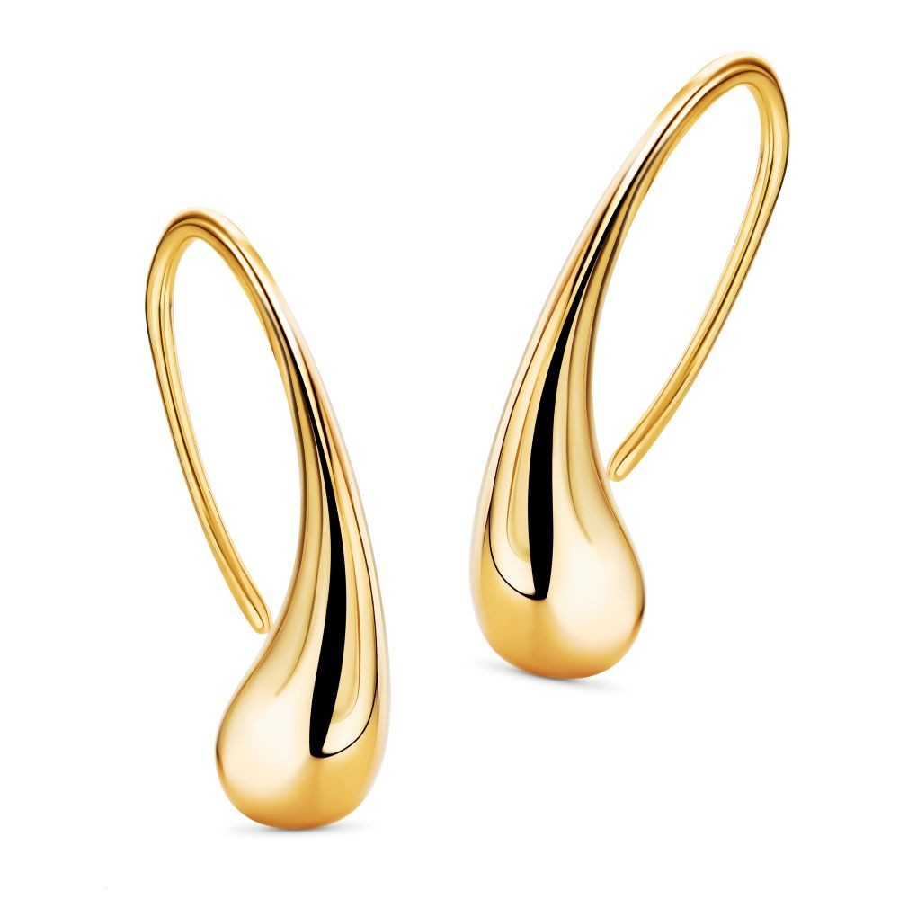 Miore Paar Ohrhaken MSAE293E - moderne Tropfenform aus 925 Sterling Silber/vergoldet, Damen Ohrringe 18 Kt. vergoldet