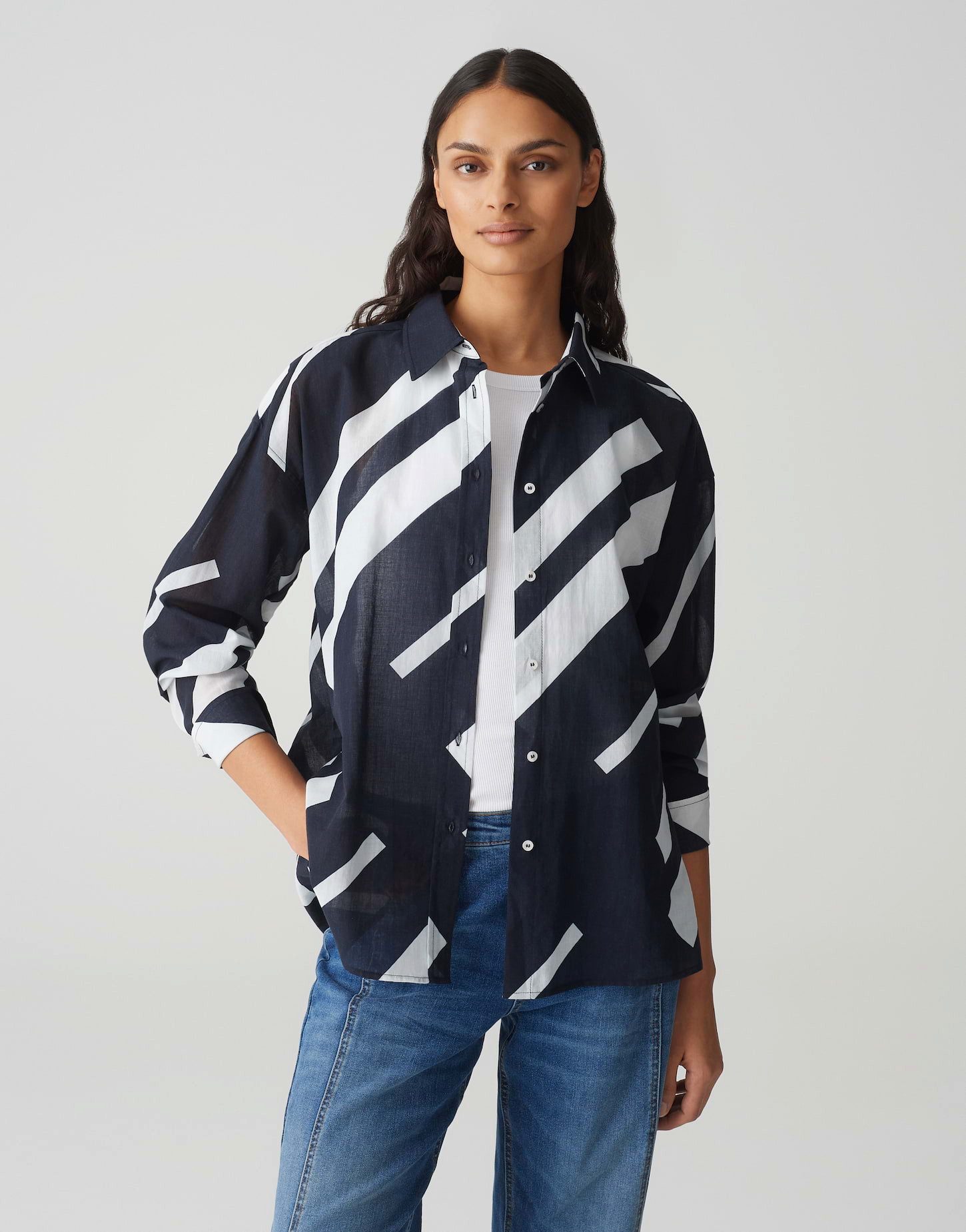 OPUS Hemdbluse Fenlo stripe coal blue günstig online kaufen