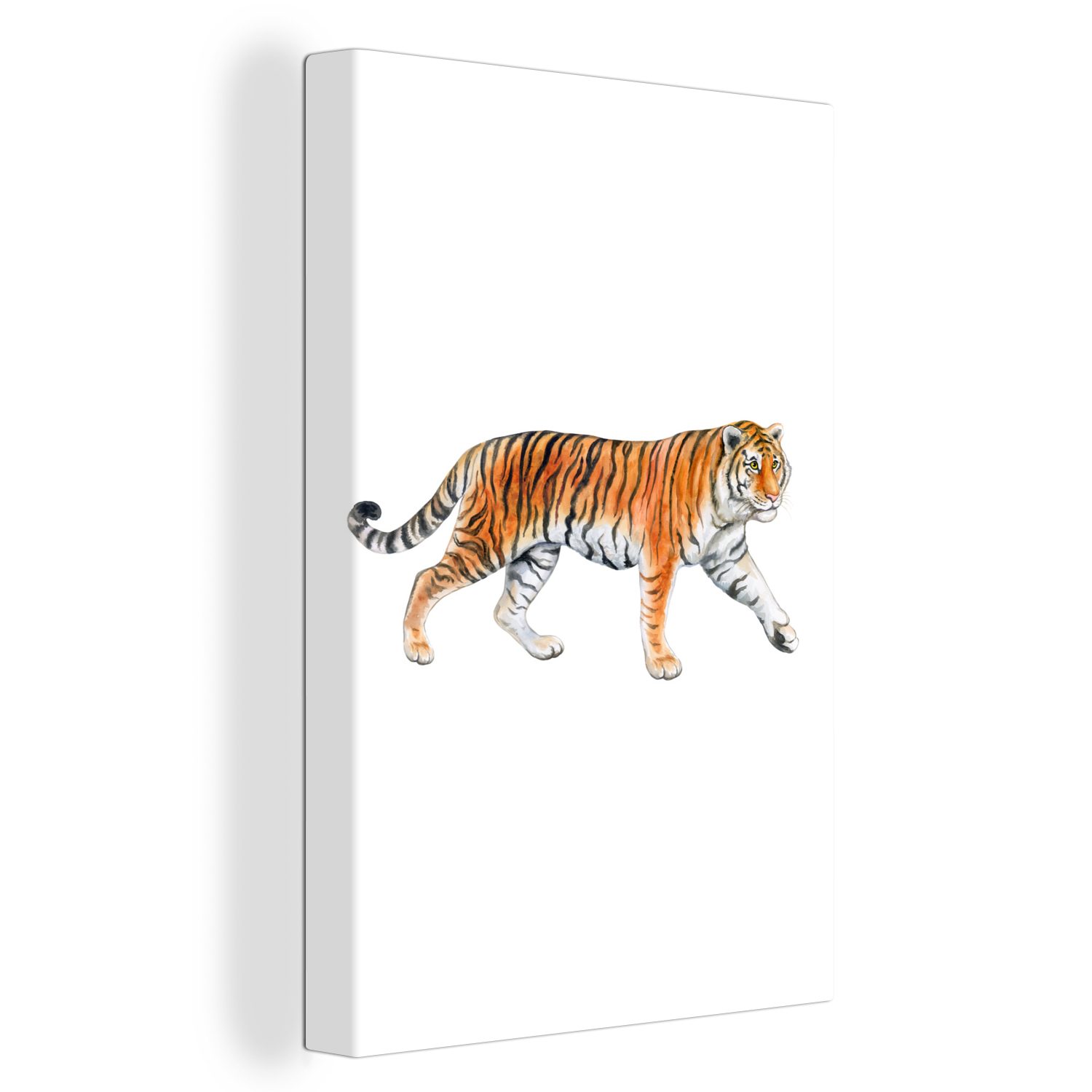 OneMillionCanvasses® Leinwandbild Tiger - Weiß - Orange, (1 St), Leinwandbild fertig bespannt inkl. Zackenaufhänger, Gemälde, 20x30 cm
