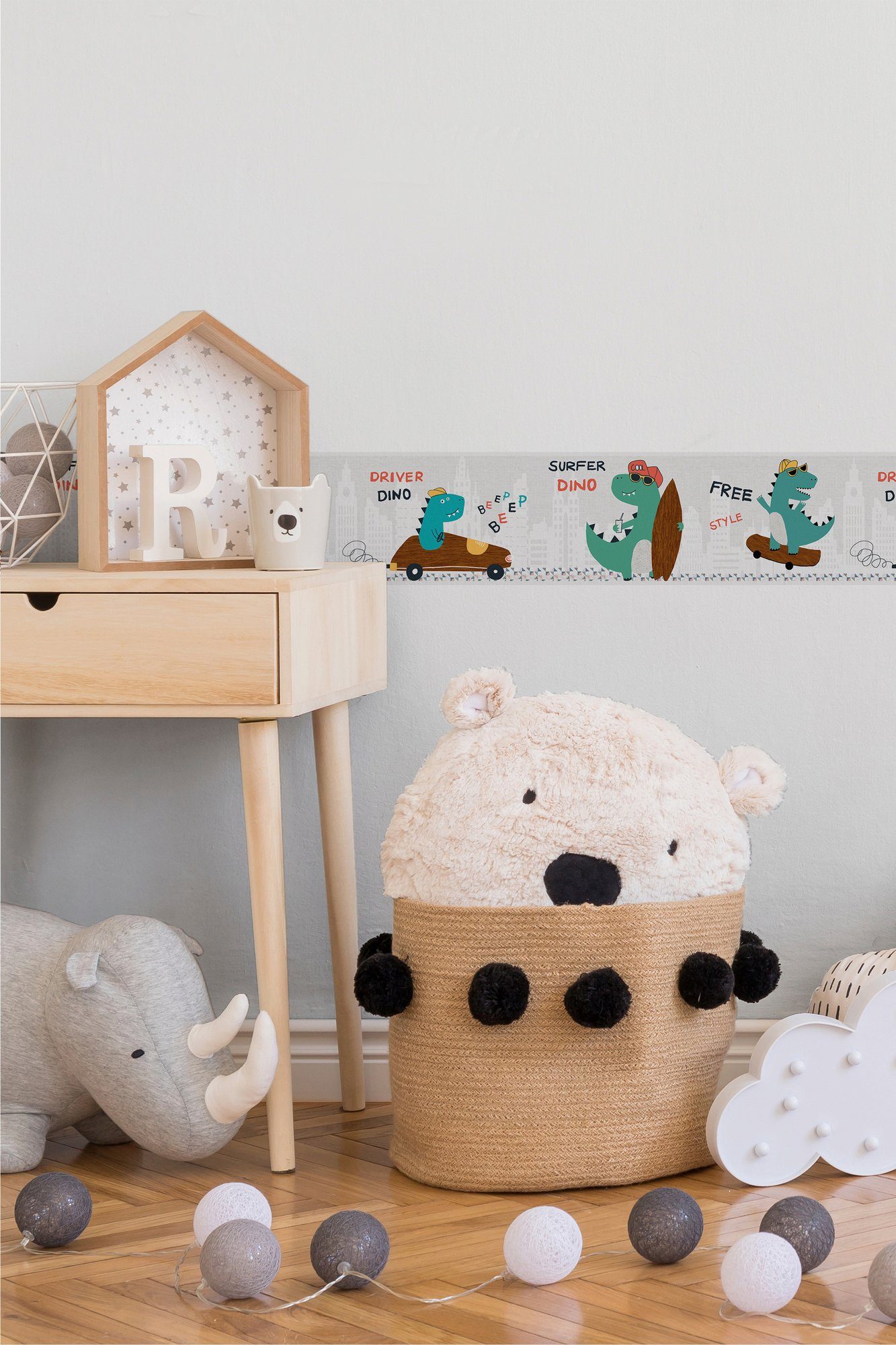 A.S. Création Bordüre Cool Dino, glatt, abstrakt, naturalistisch, Motiv, Tapete Kinder Borte Wohnzimmer Schlafzimmer Küche Design Kinderzimmer