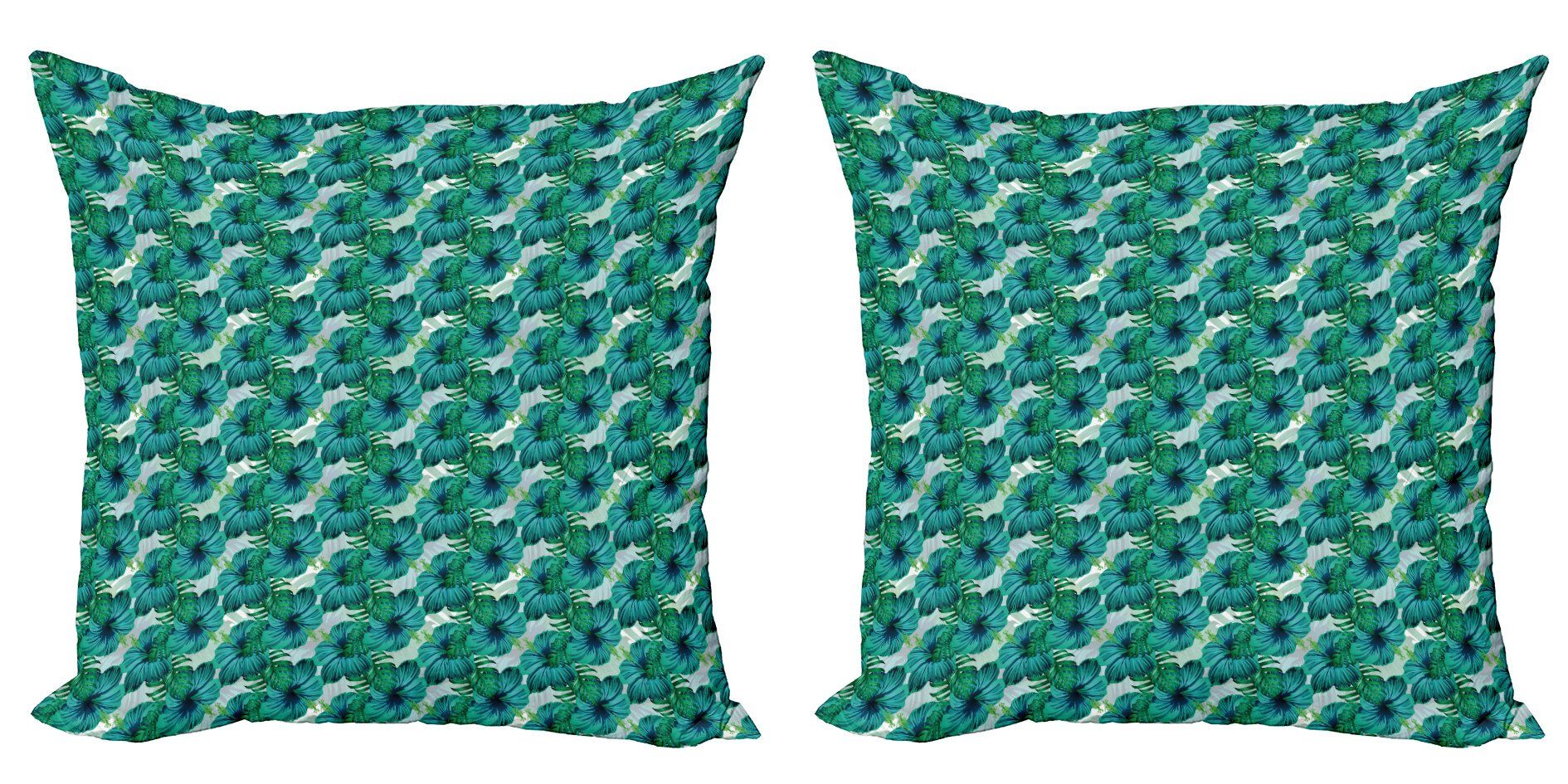 Doppelseitiger (2 Abakuhaus Modern Accent Aloha Exotisch Hibiscus Sommer-Blätter Stück), Kissenbezüge Digitaldruck,